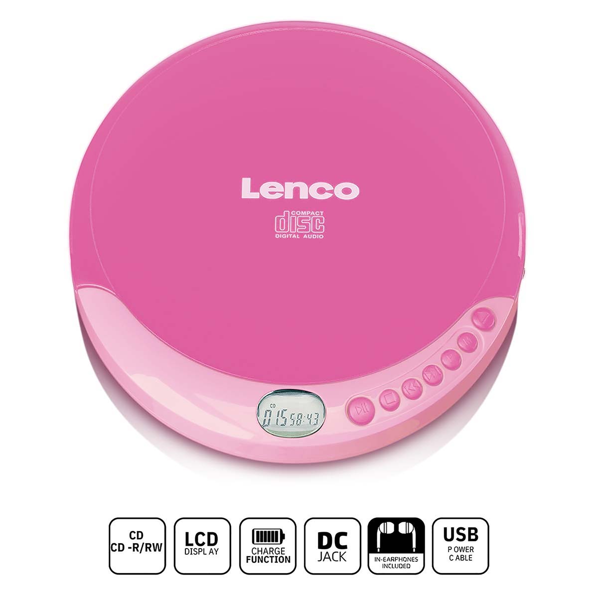 LENCO Lecteur CD portable avec fonction de recharge Rose