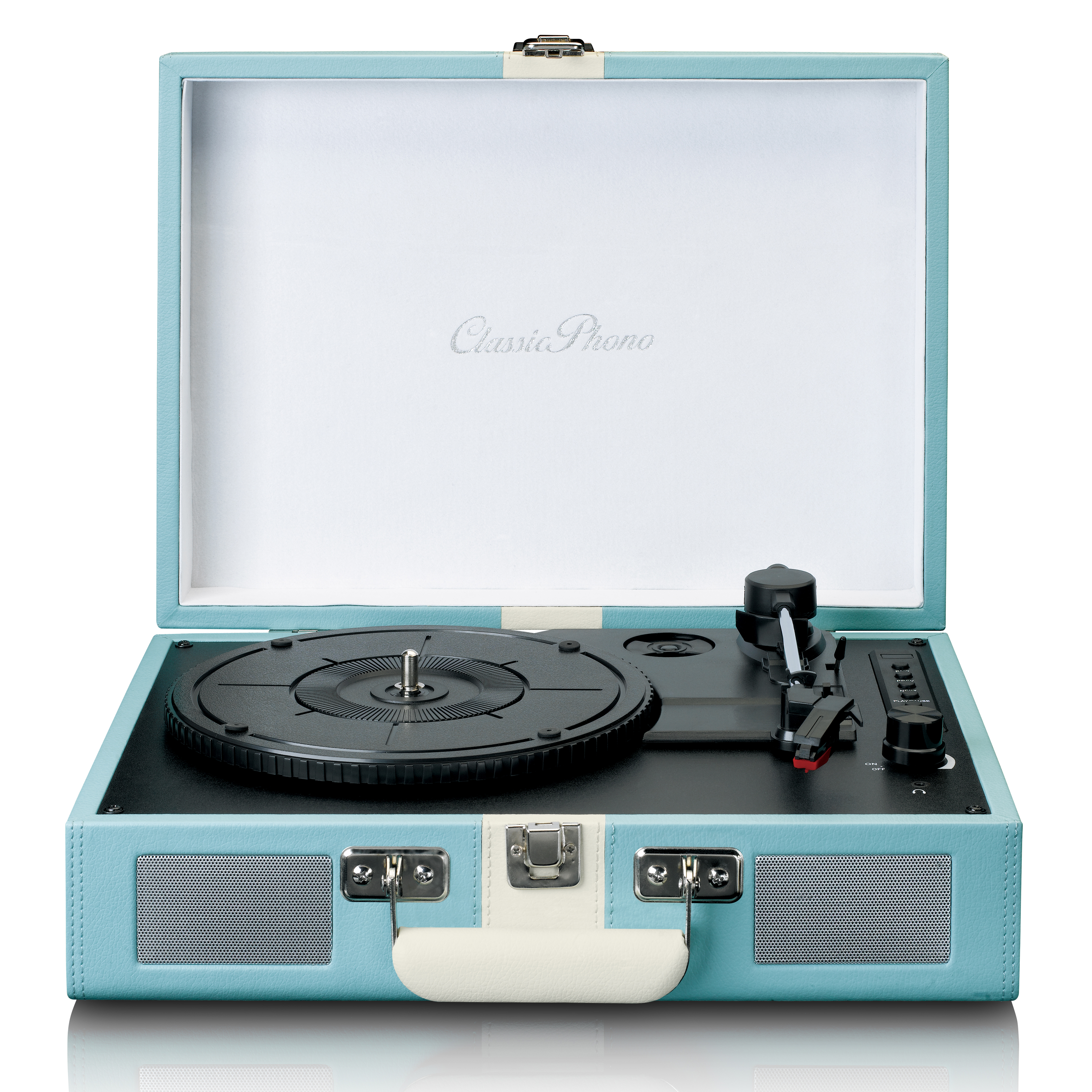 LENCO Lecteur de disques avec réception Bluetooth® et haut-parleurs intégrés Bleu / Blanc