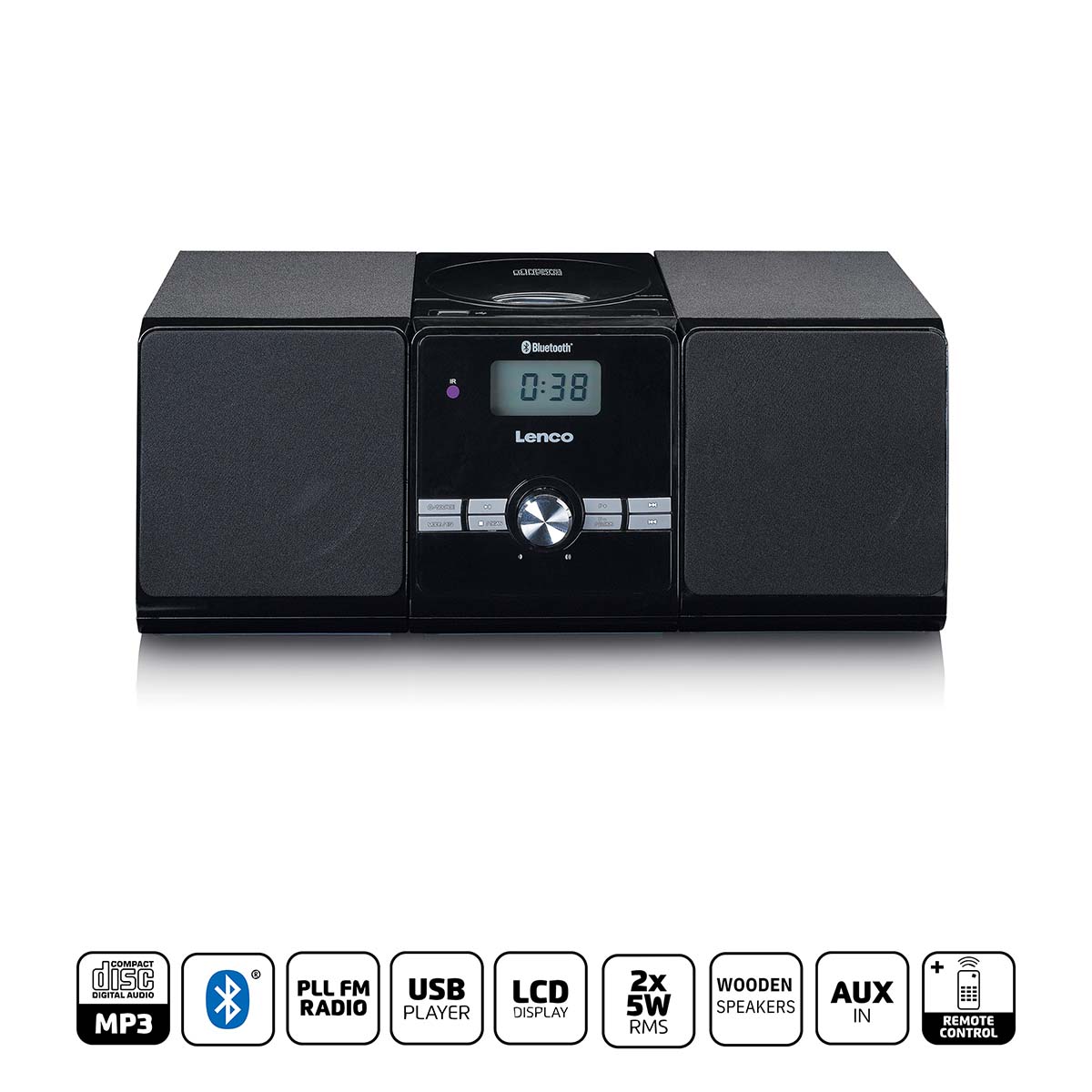 LENCO Micro set avec télécommande CD/MP3 Bluetooth® USB Noir