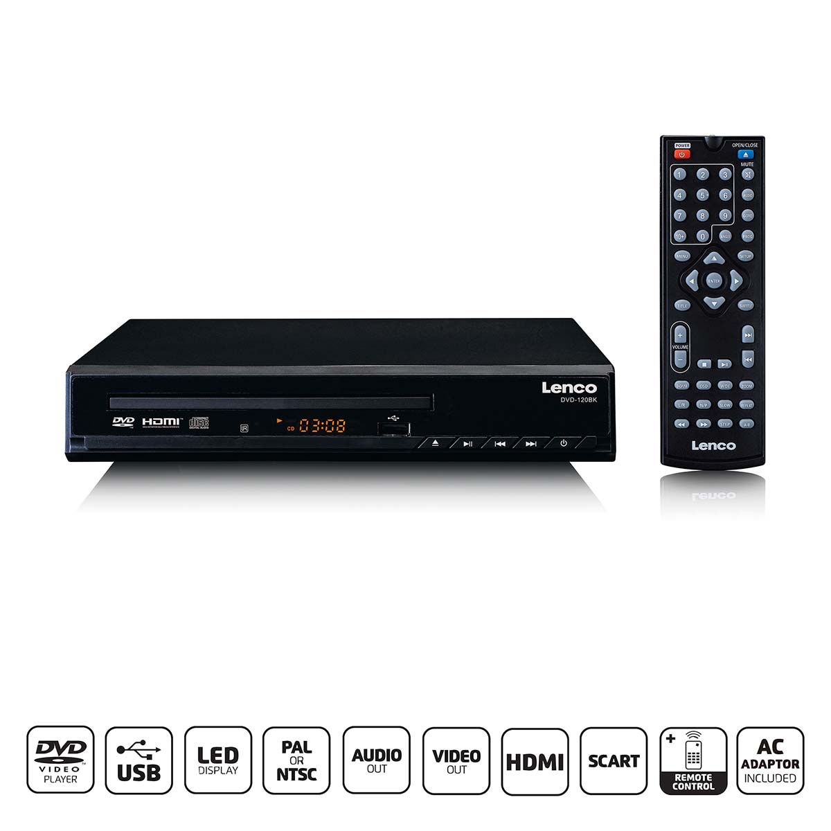 LENCO Lecteur DVD avec HDMI et télécommande Noir