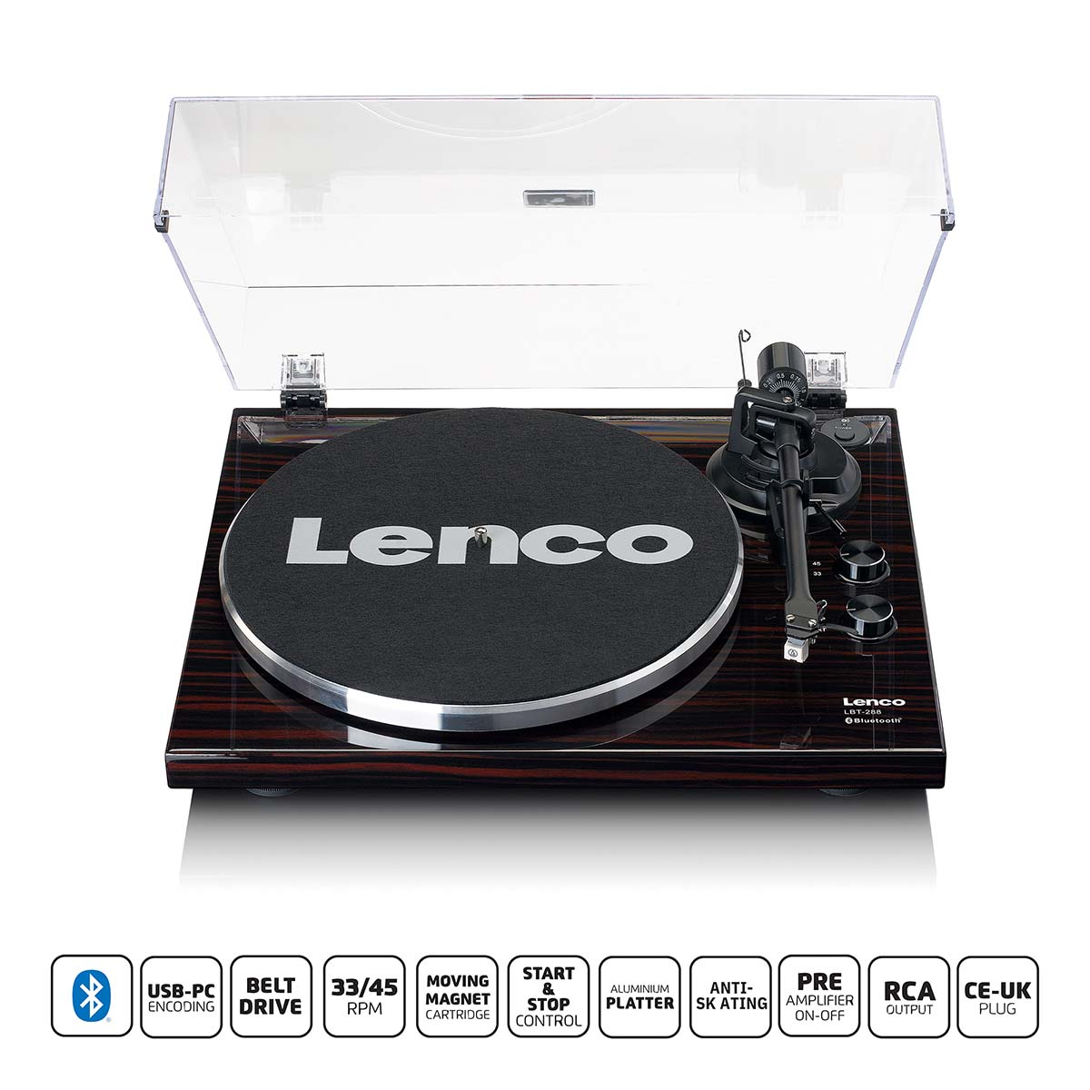 LENCO Lecteur de disques avec transmission Bluetooth® brun foncé