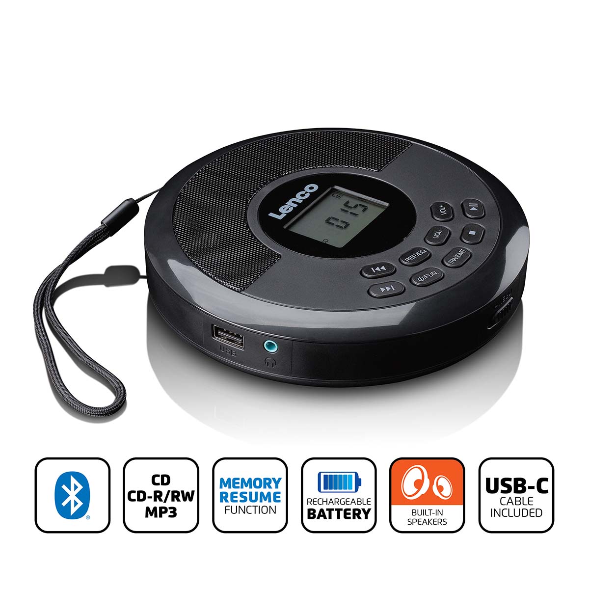 LENCO Discman avec Bluetooth® et haut-parleurs intégrés