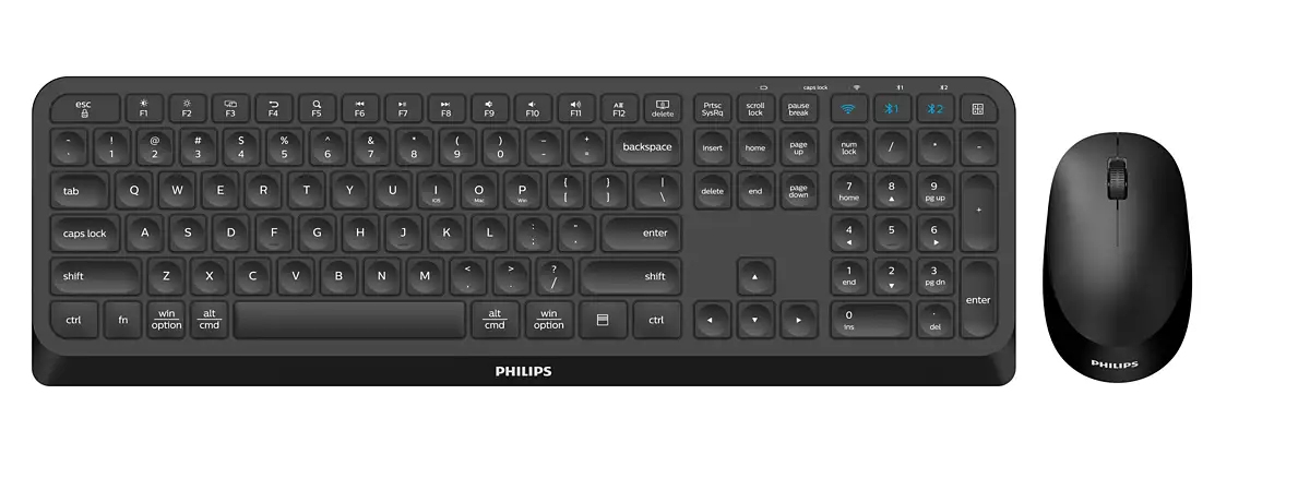 PHILIPS 4000 series SPT6407B/16 clavier Souris incluse Universel RF sans fil + Bluetooth QWERTY Anglais Noir