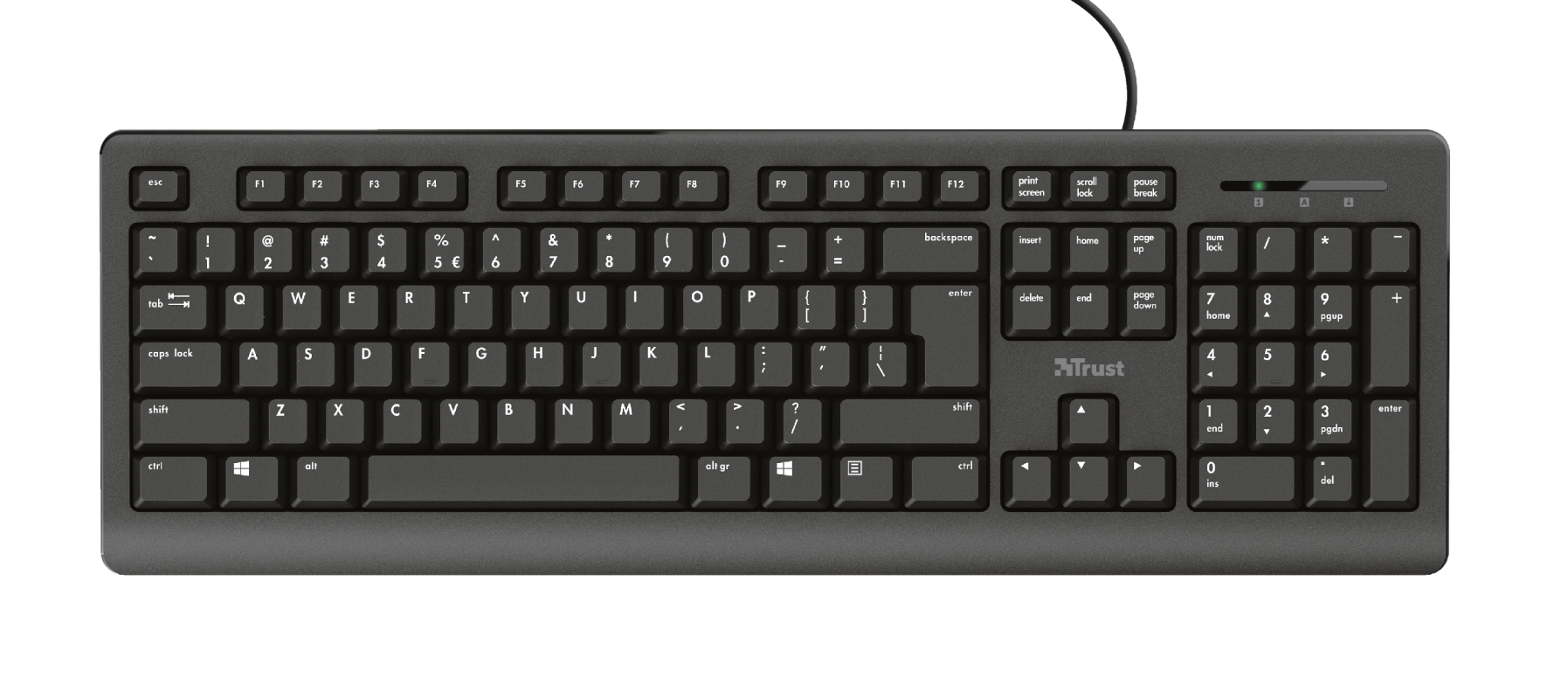 TRUST Clavier USB Primo, touches silencieuses, résistant aux éclaboussures