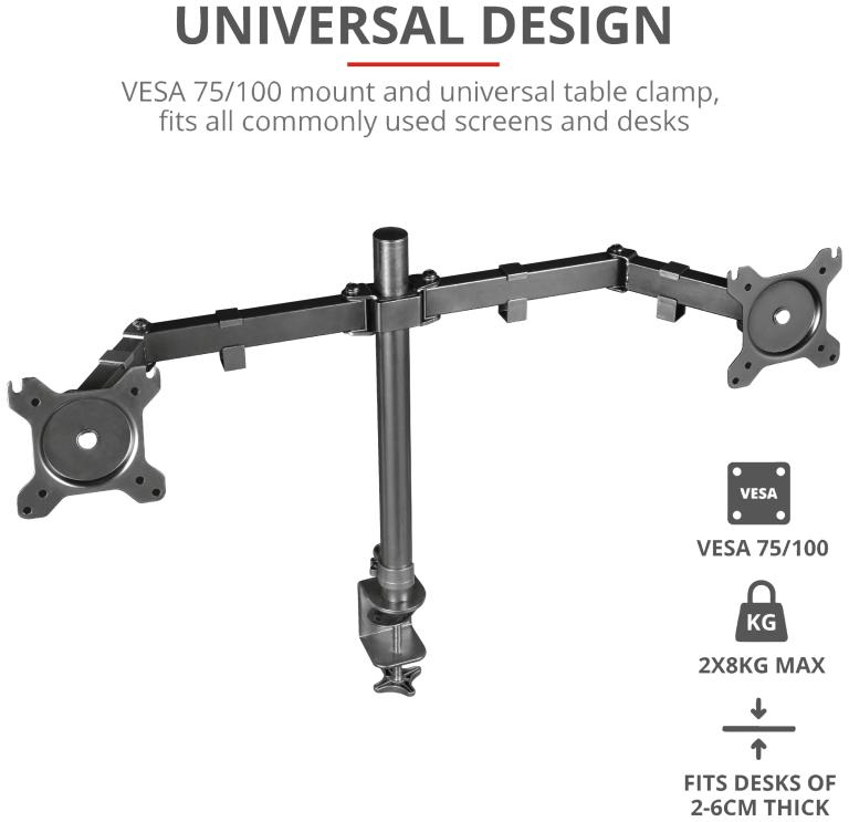 TRUST MARA GXT 1120 - Support articulé pour 2 écrans PC