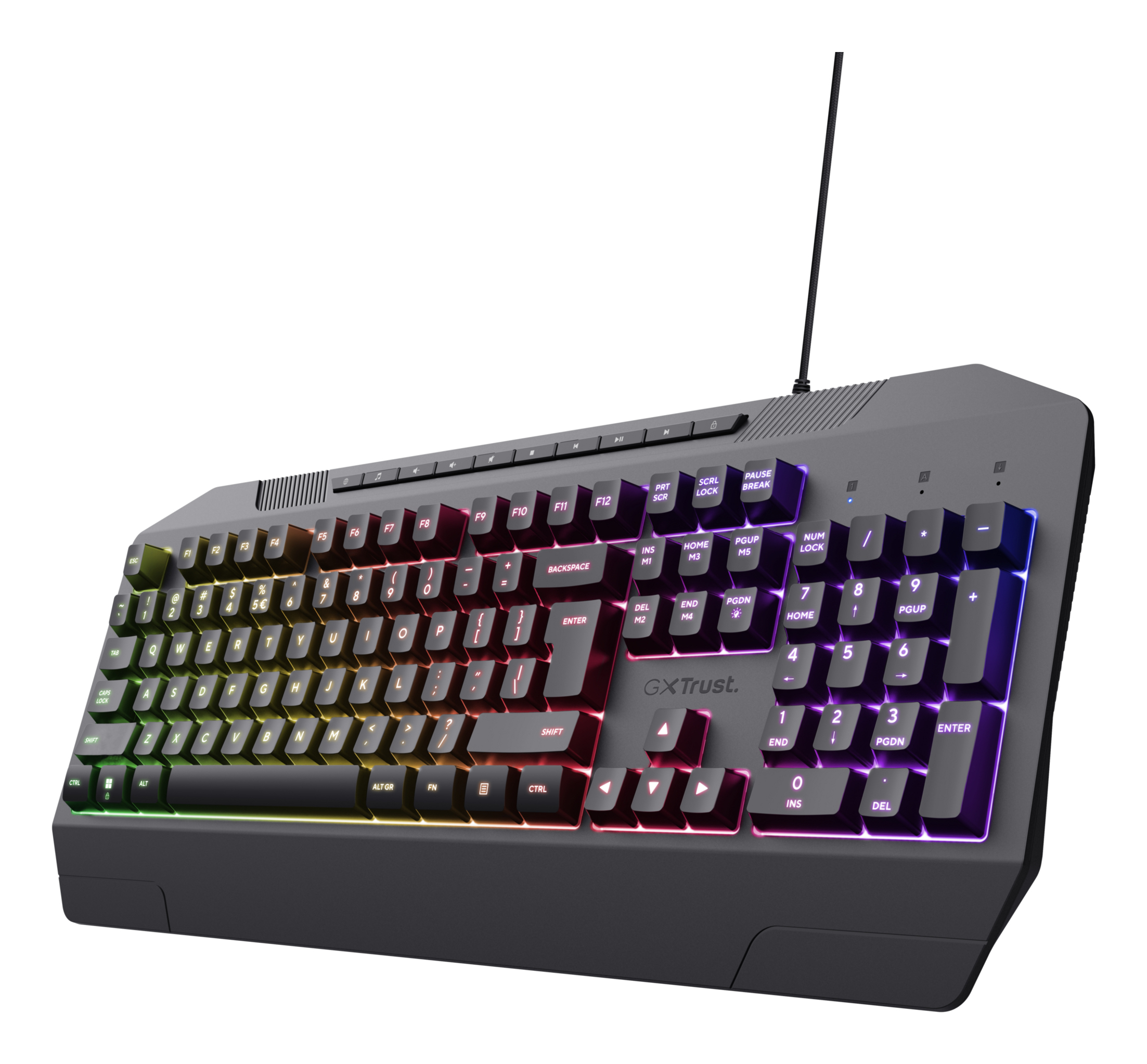 TRUST Clavier à membrane GXT 836 Evocx Layout US rétroéclairé RGB repose-poignets