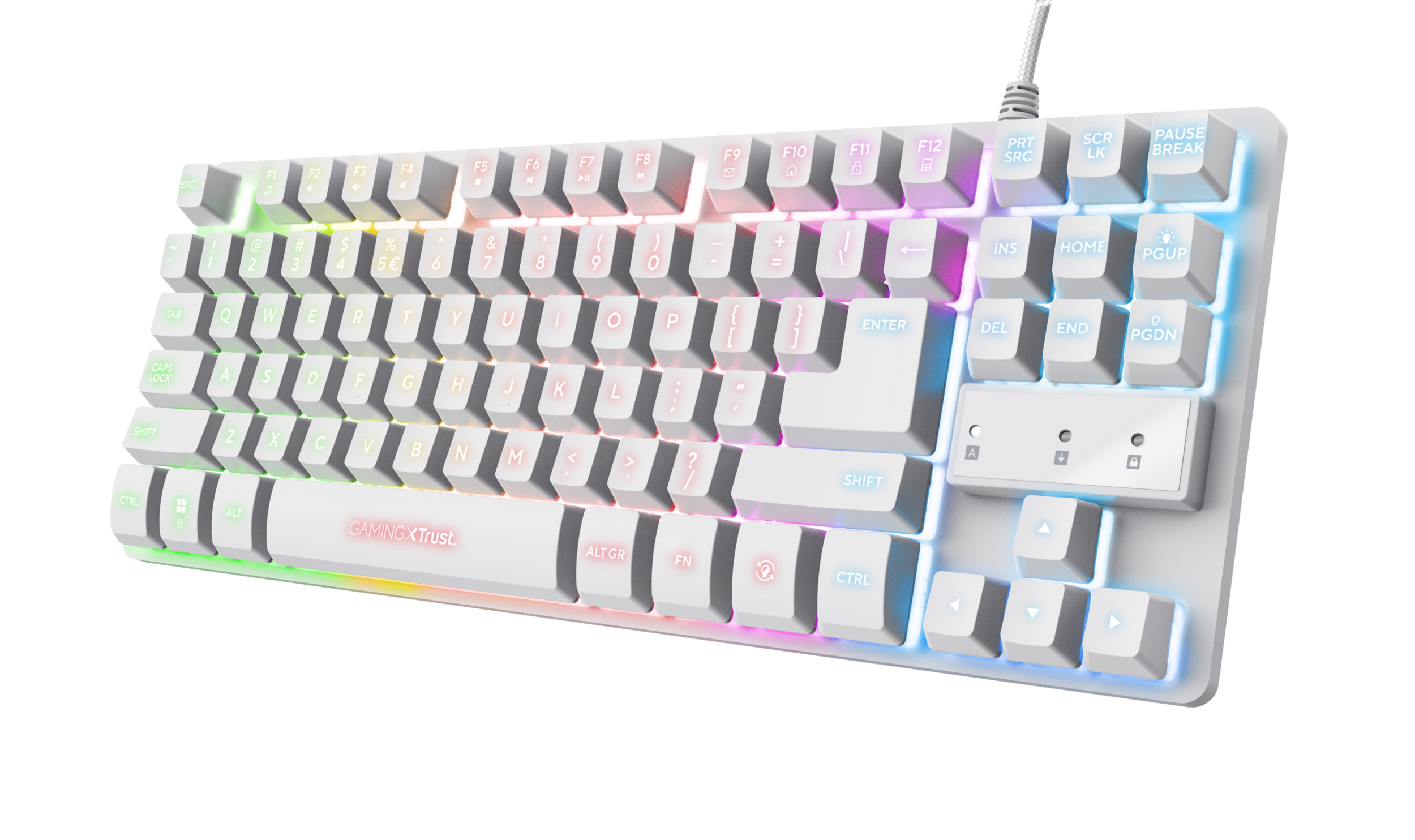 TRUST GXT 833W Thado TKL Clavier de jeu USB avec éclairage LED blanc