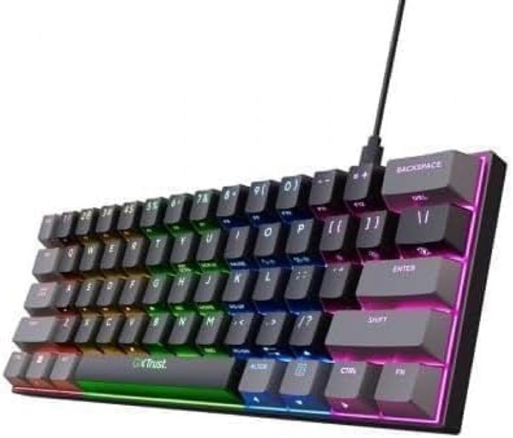 TRUST Clavier de jeu mécanique GXT 867 Acira 60, commutateurs RGB 60 %, Outemu rouge et noir