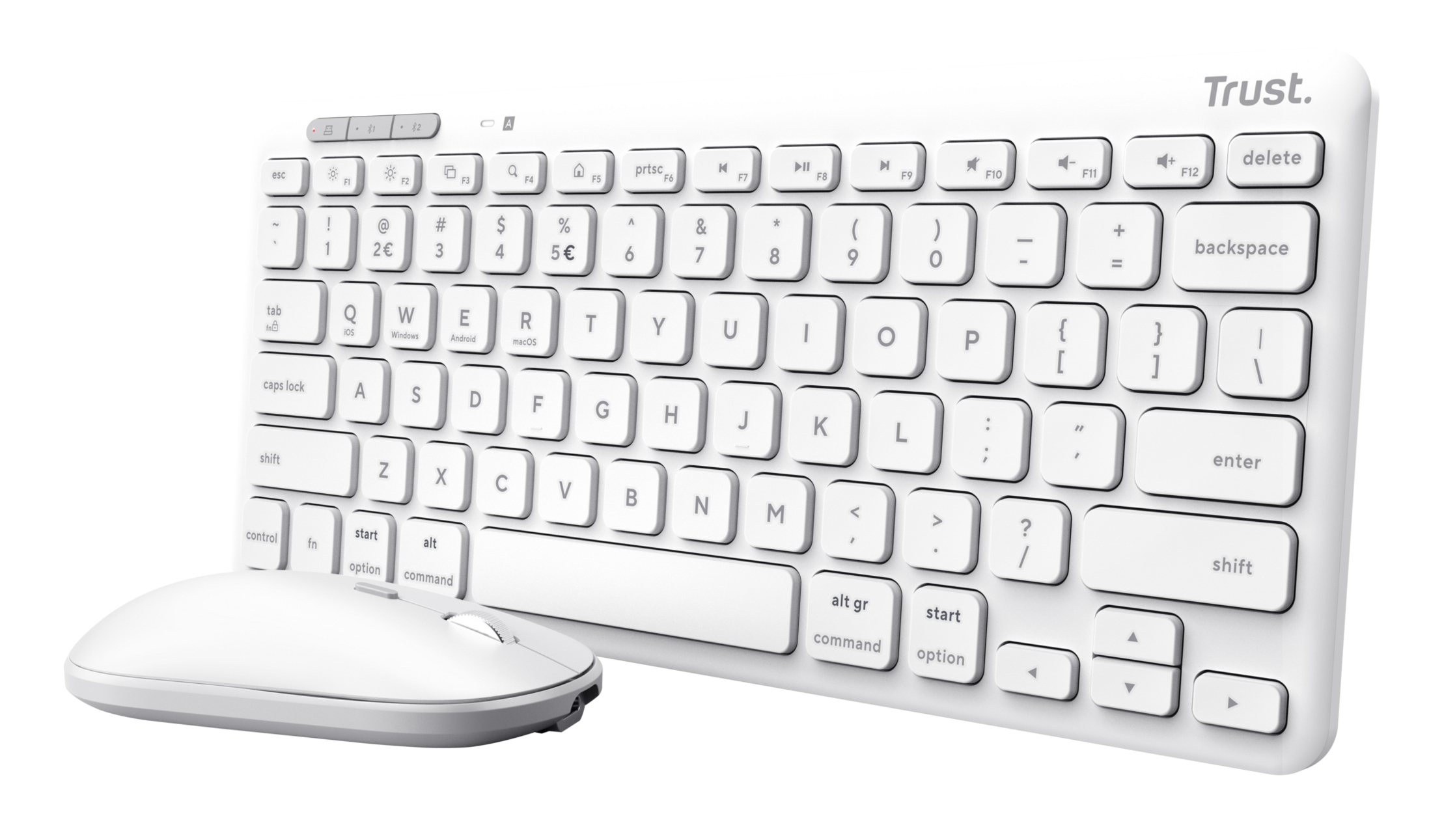 TRUST Lyra Keyboard and Wireless Multi-Device Mouse White AZERTY (FR)
