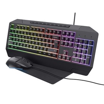 TRUST Pack 3en1 (Clavier/Souris/Tapis)  GXT 791 RGB (Noir)