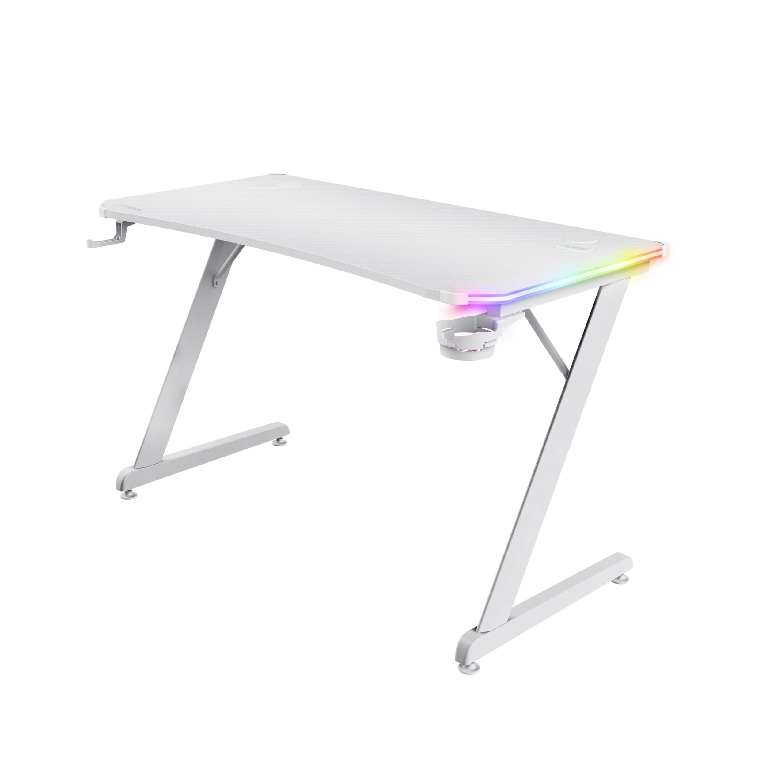TRUST Bureau de jeu GXT 709W Luminus 120 x 60 cm RGB Blanc