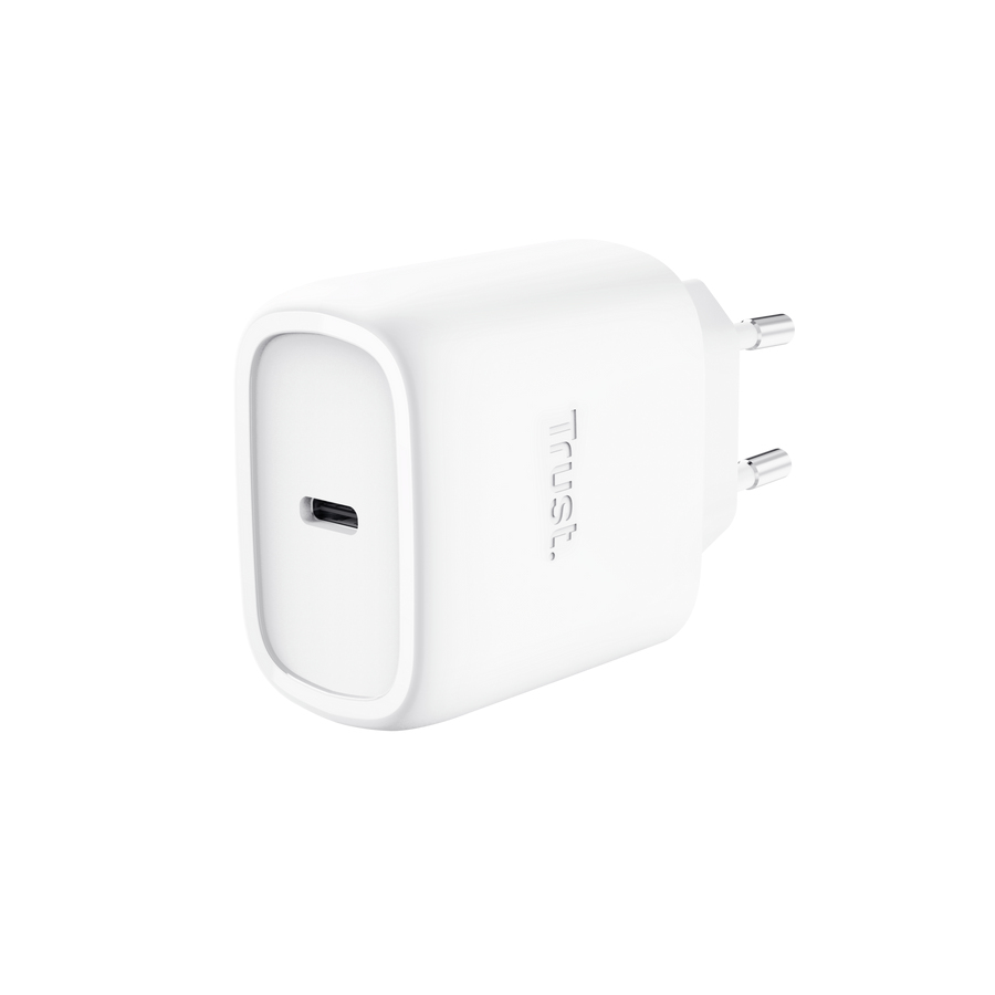 TRUST Chargeur GaN  Maxo USB-C 45W câble 2m charge rapide blanc