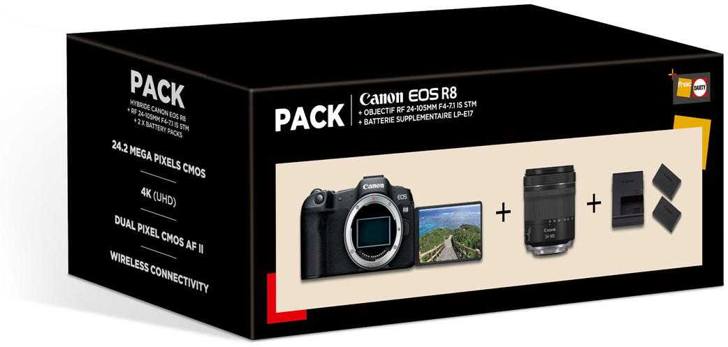 CANON Pack EOS R8 + RF 24-105mm F/4-7.1 IS STM + 2ème Batterie