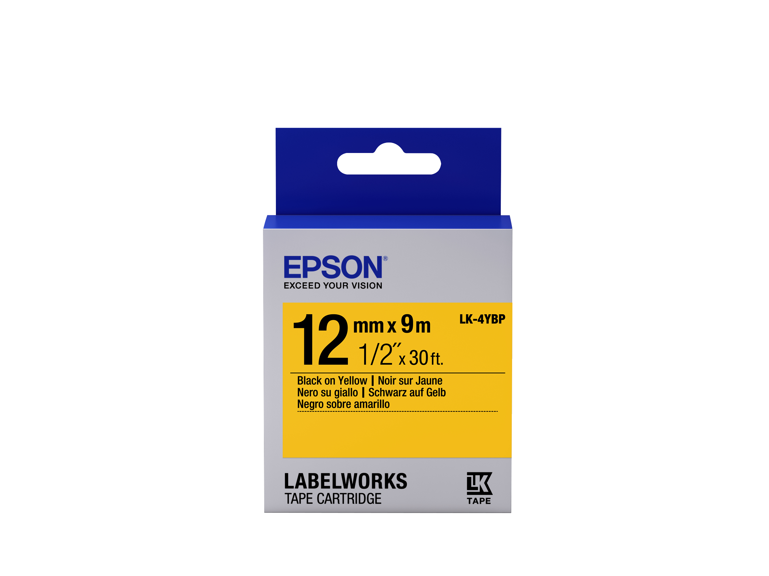 EPSON LK-4YBP Couleur pastel Noir/Jaune 12/9