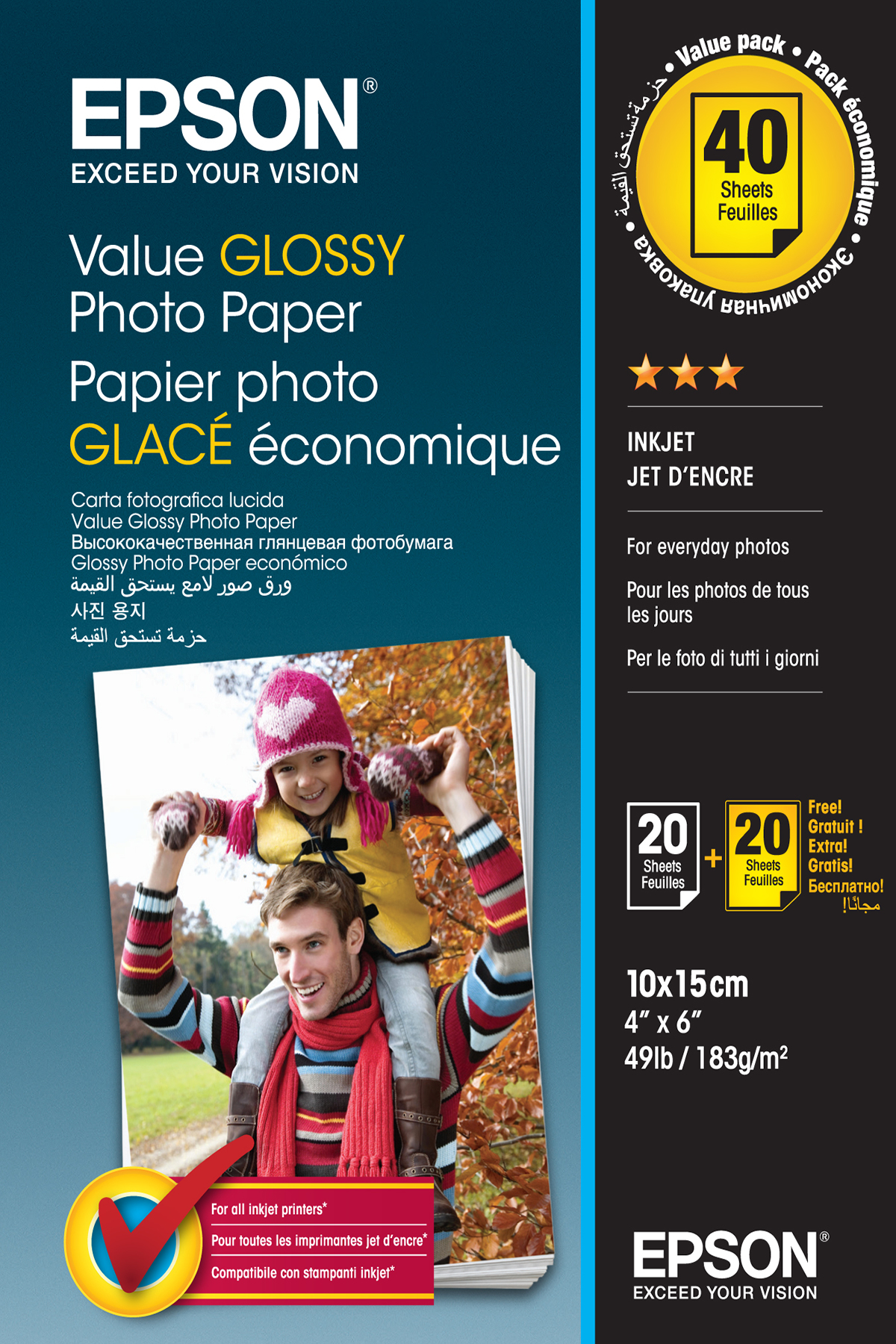 EPSON Value Glossy Photo Paper-10x15cm-2x 20 s