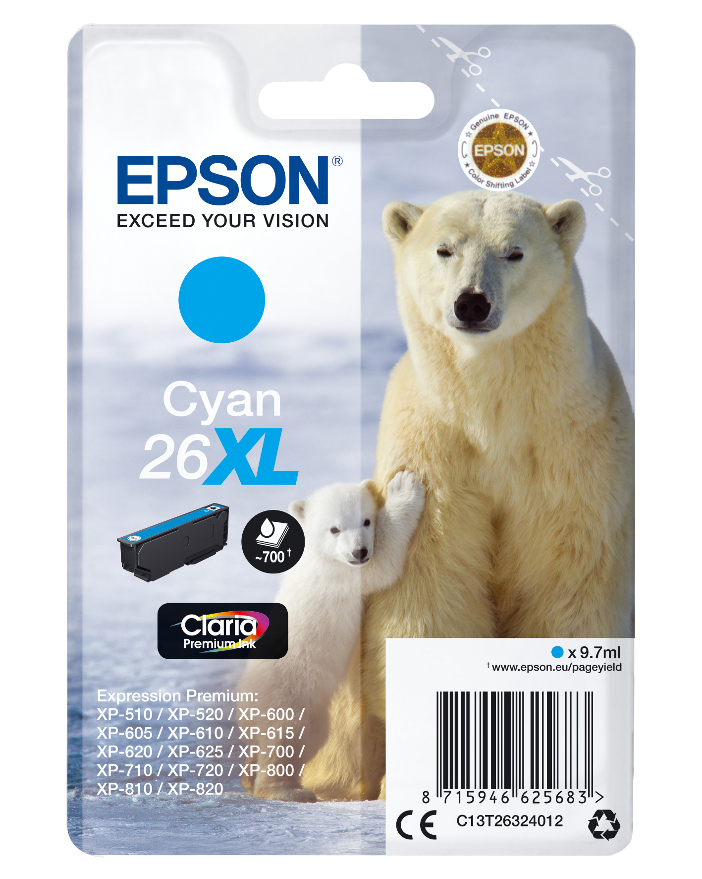 EPSON Ours Polaire 26 XL Cyan