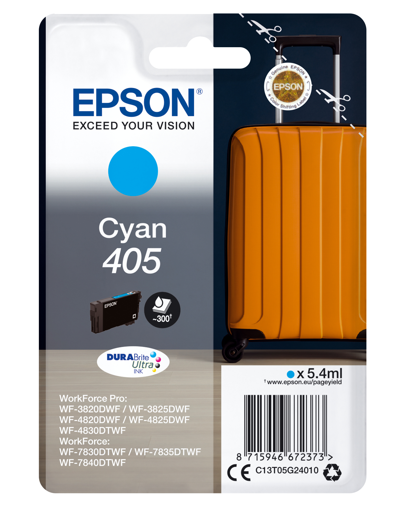EPSON Singlepack Cyan 405 DURABrite Ultra Ink