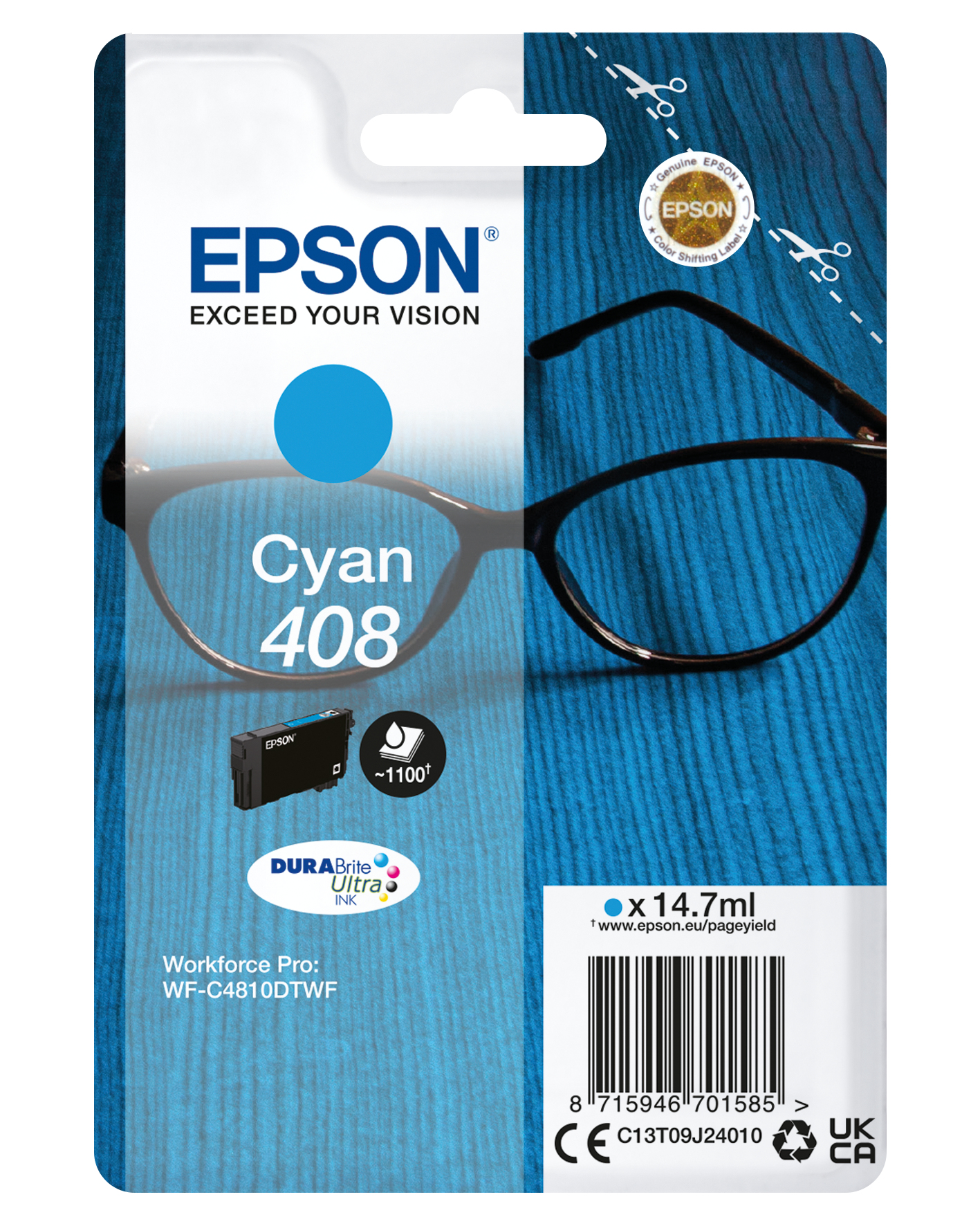 EPSON Singlepack Cyan 408 Ultra Ink