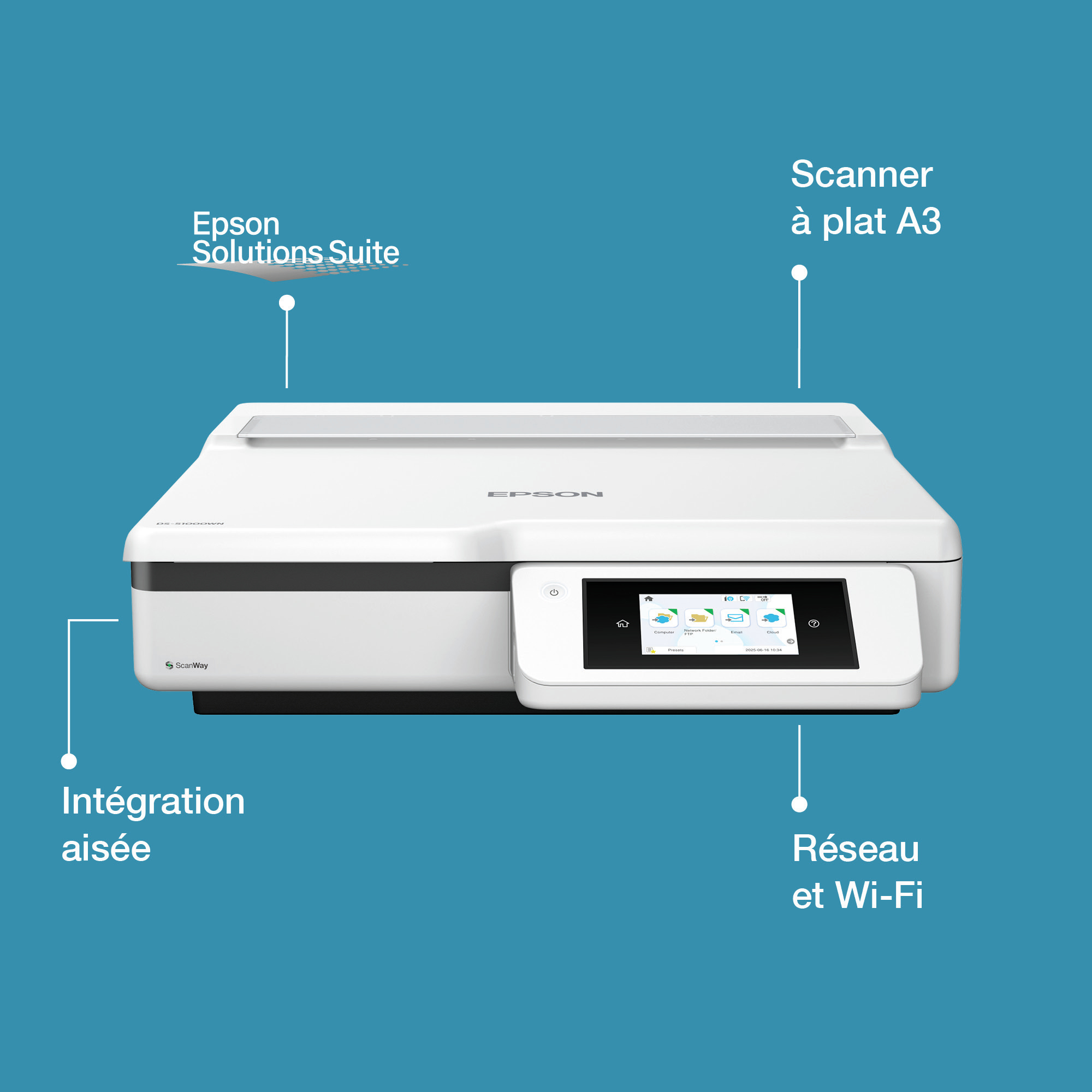 EPSON WorkForce DS-51000WN 26ppm/52ipm Scanners BM 600 DPI x 600 DPI Horizontal x Vertical Input 30 Bits Color 10 Bits Monochrome