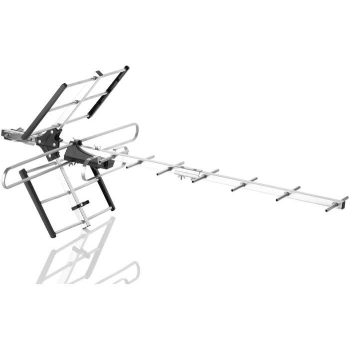 One for all Antenne TV Extérieure SV9357 Professional Line VHF/UHF amplifiée, full HD, filtre 5G, montage simple