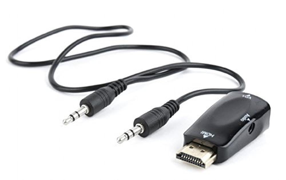 Gembird Convertisseur HDMI mâle (Type A) 1.2 vers VGA femelle (D-sub DE-15) avec câble jack 3,5mm (Noir)