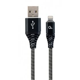 Gembird gembird Baumwoll USB-Ladekabel 8 Pin, 1m, schwarz/weiß
