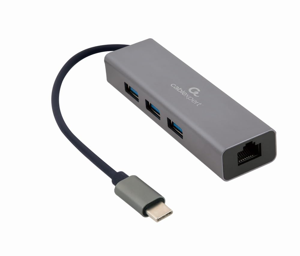 CableXpert Carte Réseau USB-C 3.1 vers RJ45 et Hub 3 ports