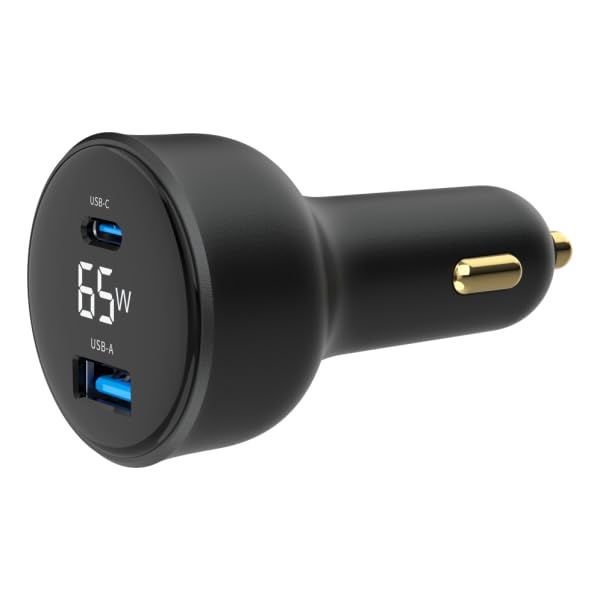 Gembird Chargeur Allume Cigare 1x USB-C + 1x USB-A 65W (Noir)