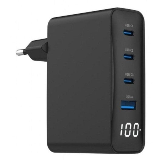 Gembird Cargador USB GaN 100 W 4 ports LCD Noir