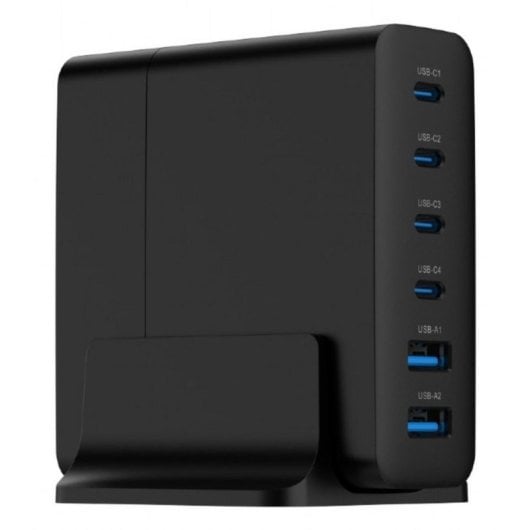 Gembird Cargador universal TA-UC-2A4C-PD75-01-BK 75W GaN 6 puertos AC carga rápida