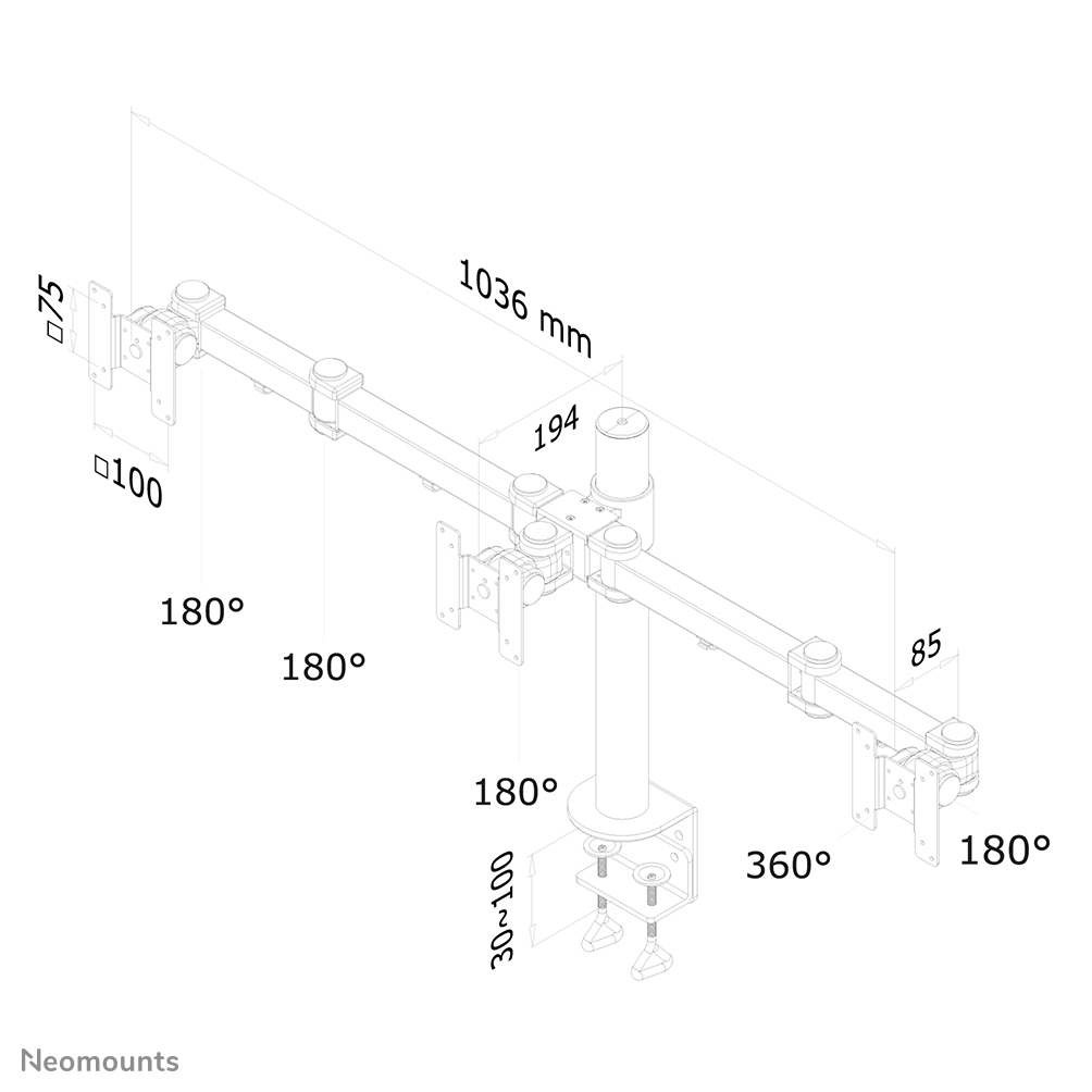 NEOMOUNTS BY NEWSTAR DeskMount 3x10-21P 12 kg Clamp Noir