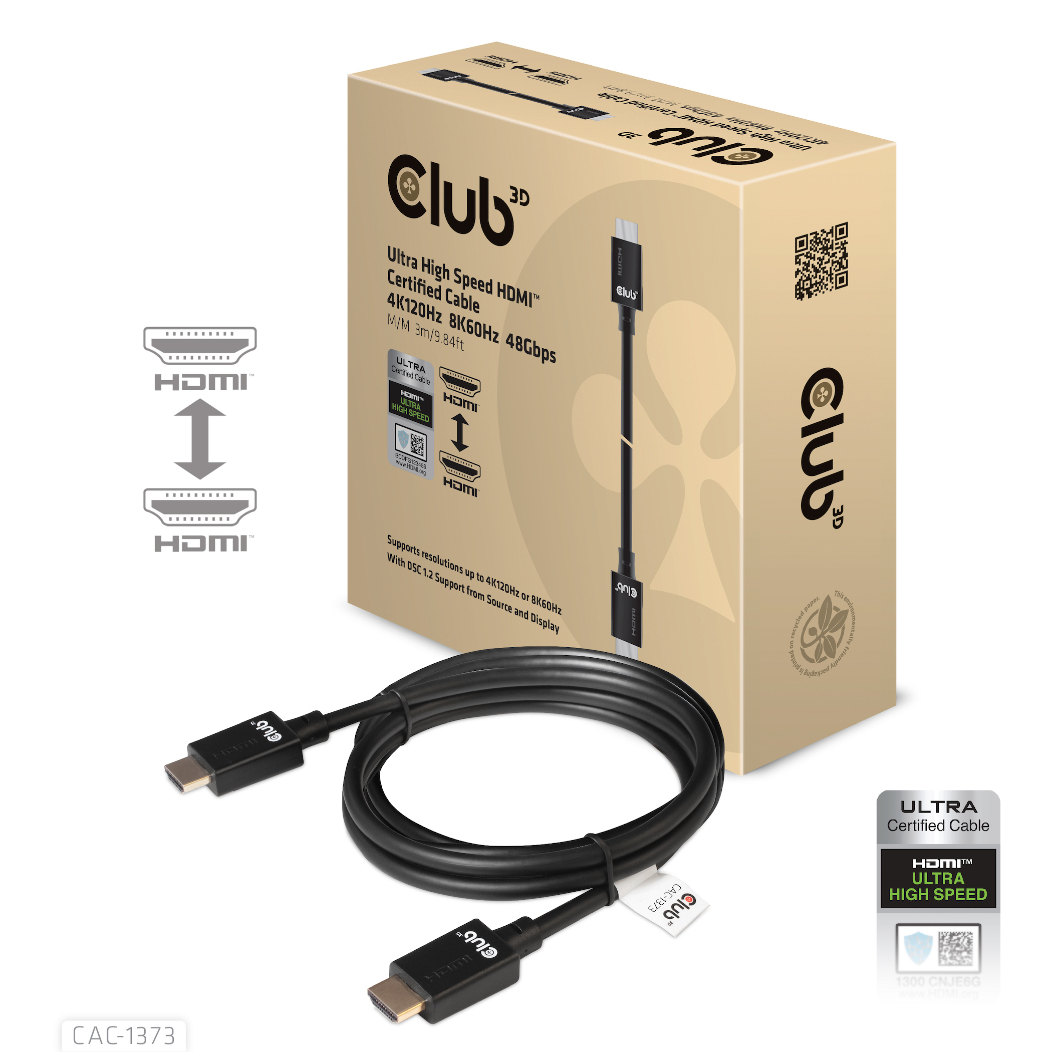 CLUB 3D Club 3D Ultra High Speed HDMI-Kabel 4K120Hz, 8K60Hz 48Gbit/s