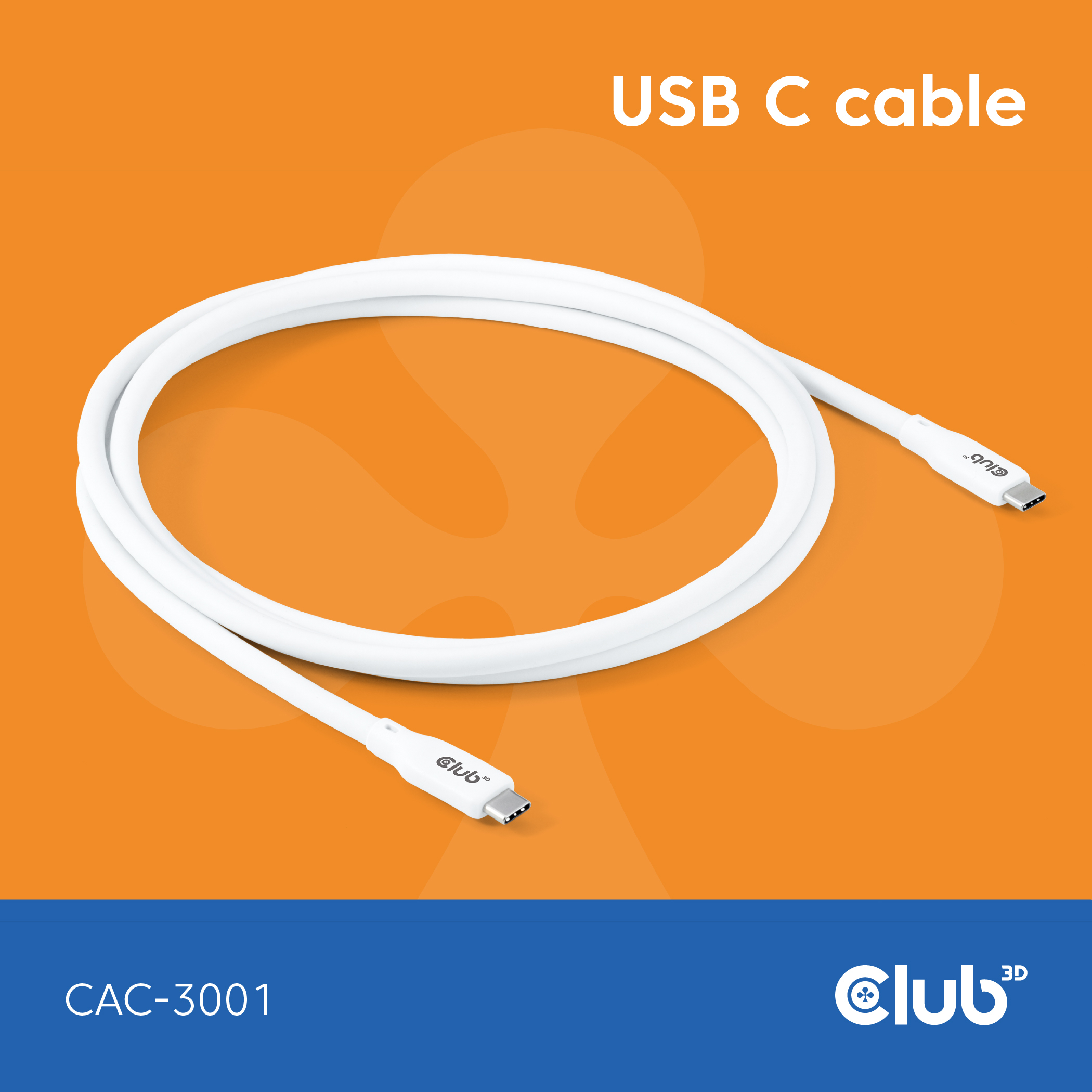 CLUB 3D Club3D Lifestyle USB-C Kabel PD 240W,20Gbps 2m weiß St/St retail