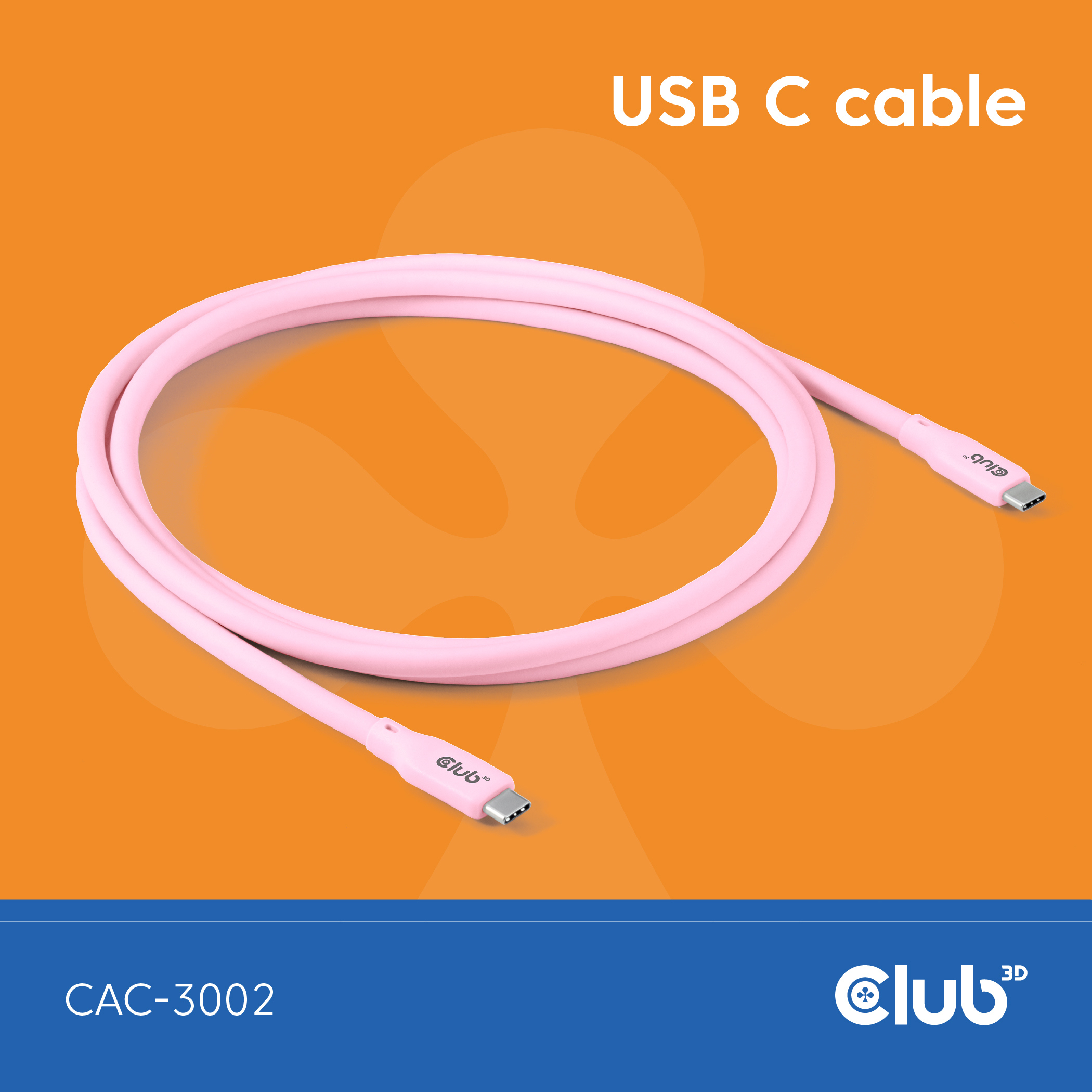 CLUB 3D Club3D Lifestyle USB-C Kabel PD 240W,20Gbps 2m rosa St/St retail