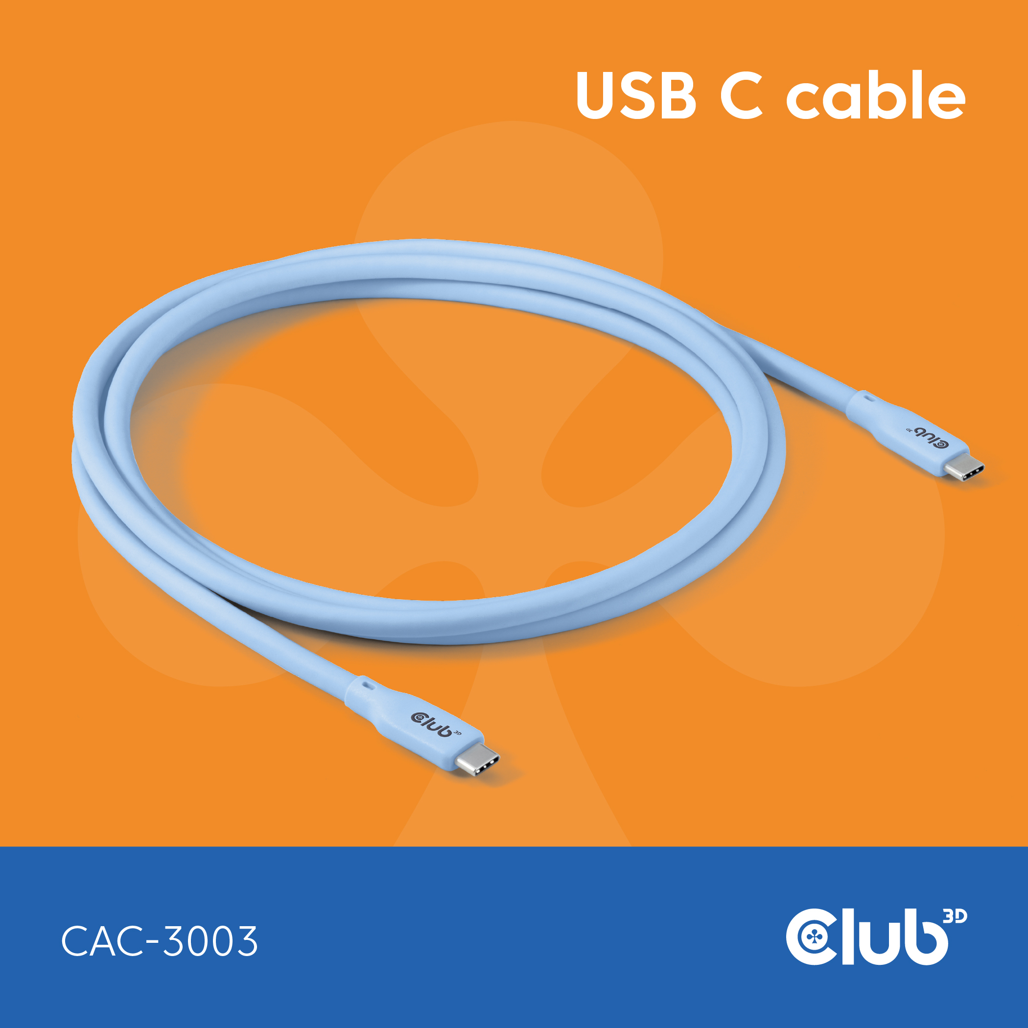 CLUB 3D Club3D Lifestyle USB-C Kabel PD 240W,20Gbps 2m blau St/St retail