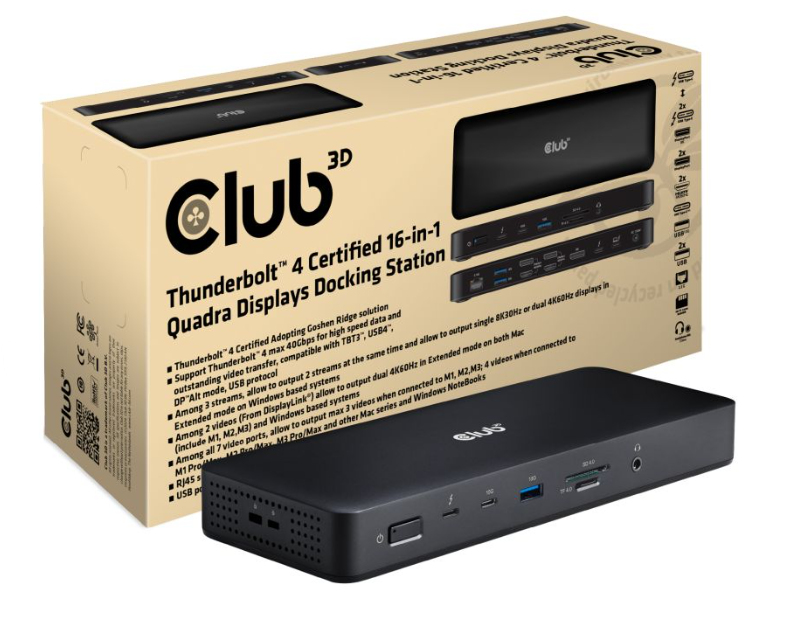 CLUB 3D Club3D Thunderbolt4 16-in-1 Dockingstation 4 Displays St/Bu retail