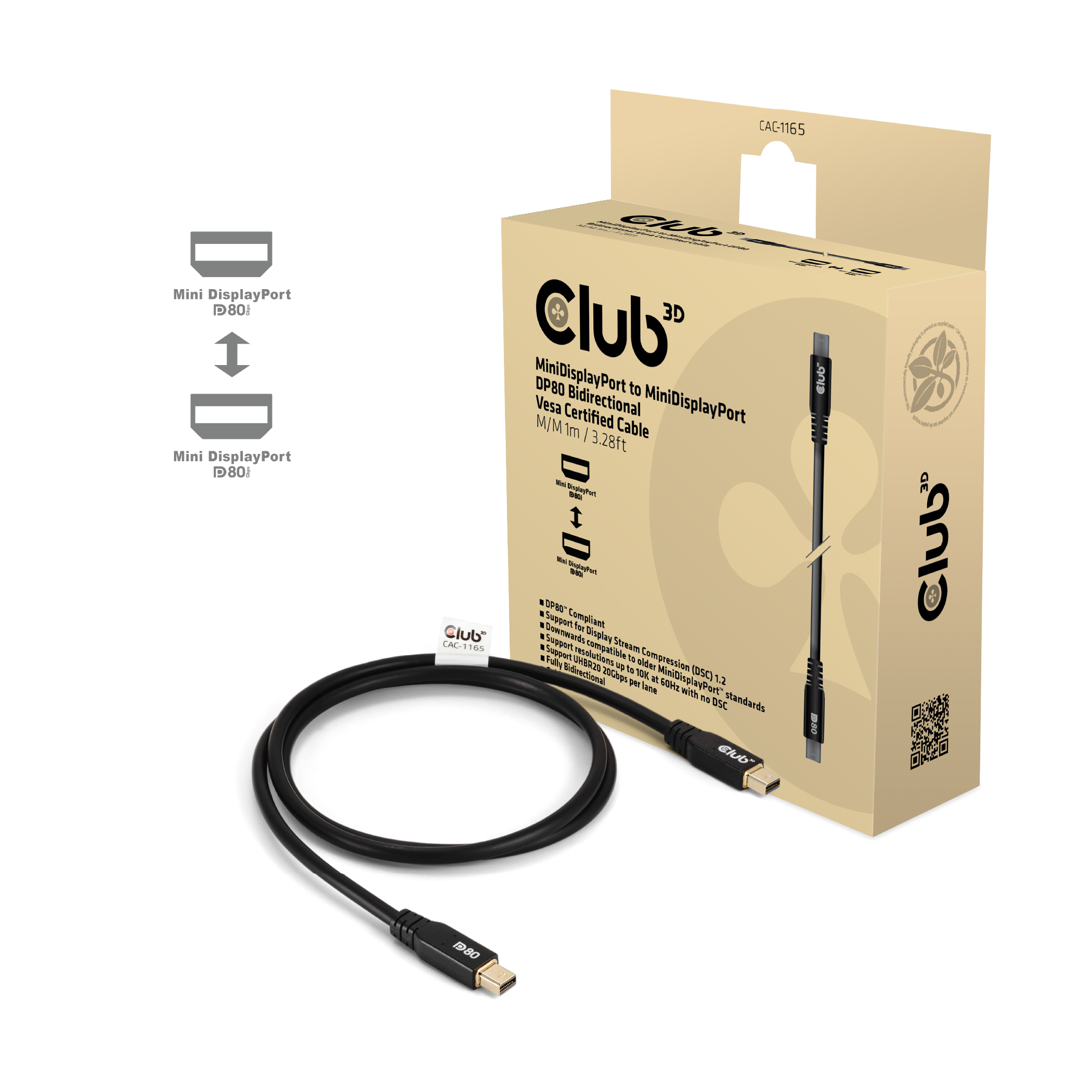 CLUB 3D Club3D Kabel   MiniDP 2.1 <-> MiniDP 2.1    1m 10K60Hz St/St retail