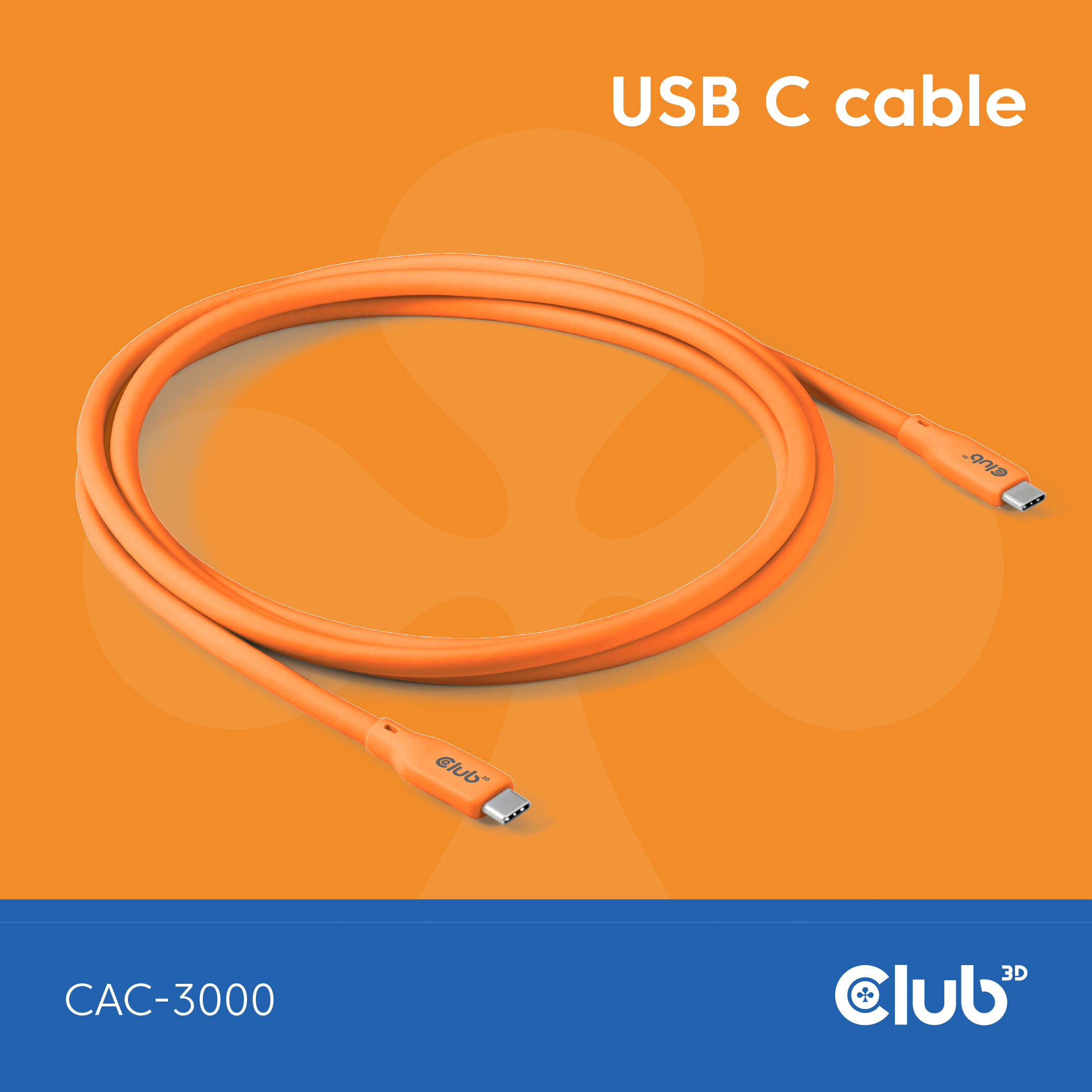 CLUB 3D Club3D Lifestyle USB-C Kabel PD 240W,20Gbps 2m orangeSt/St retail