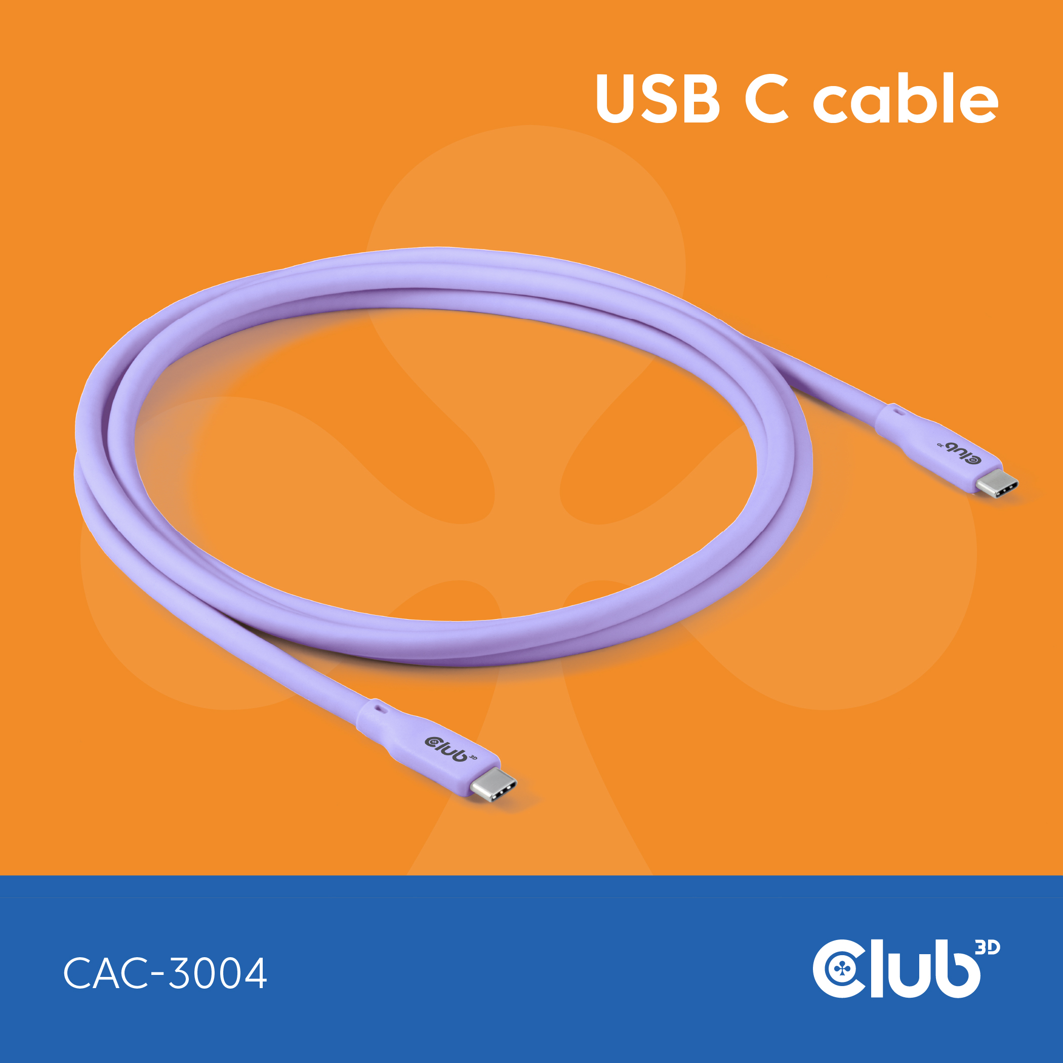 CLUB 3D Club3D Lifestyle USB-C Kabel PD 240W,20Gbps 2m lila St/St retail