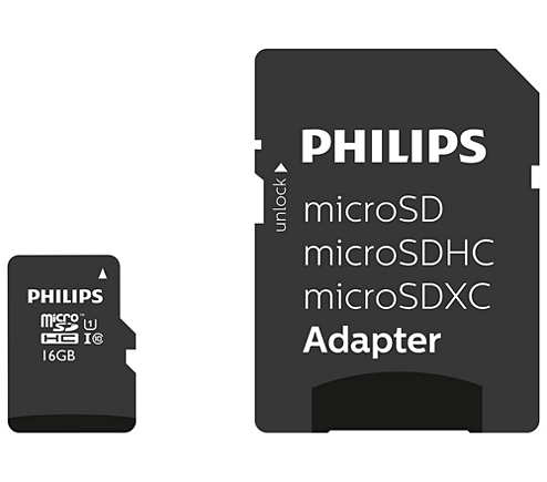 PHILIPS Carte mémoire microSDHC FM16MP45B 16 Go