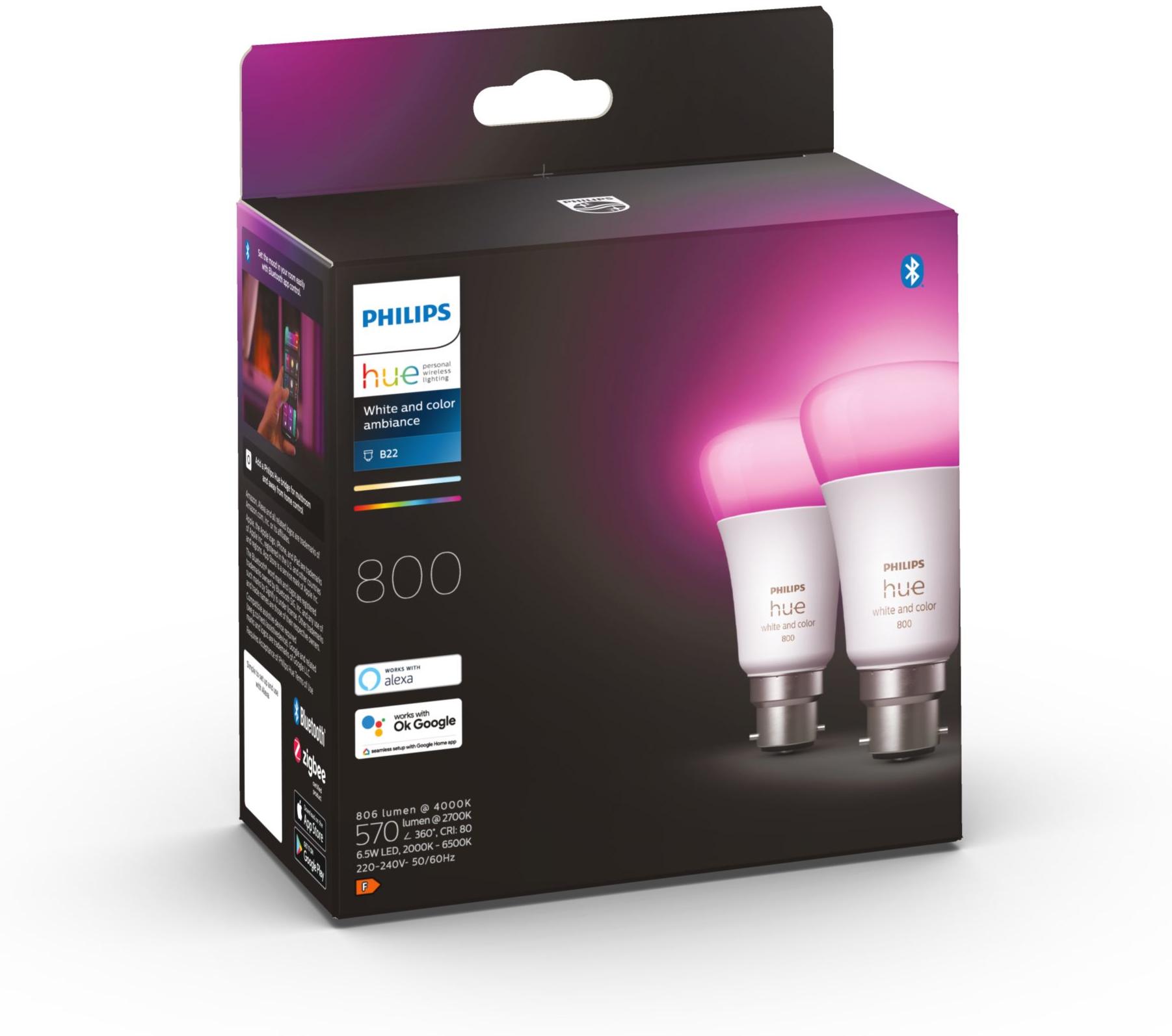 Philips Hue Hue ampoule connectée x2 White and Color Ambiance 10 Watt B22