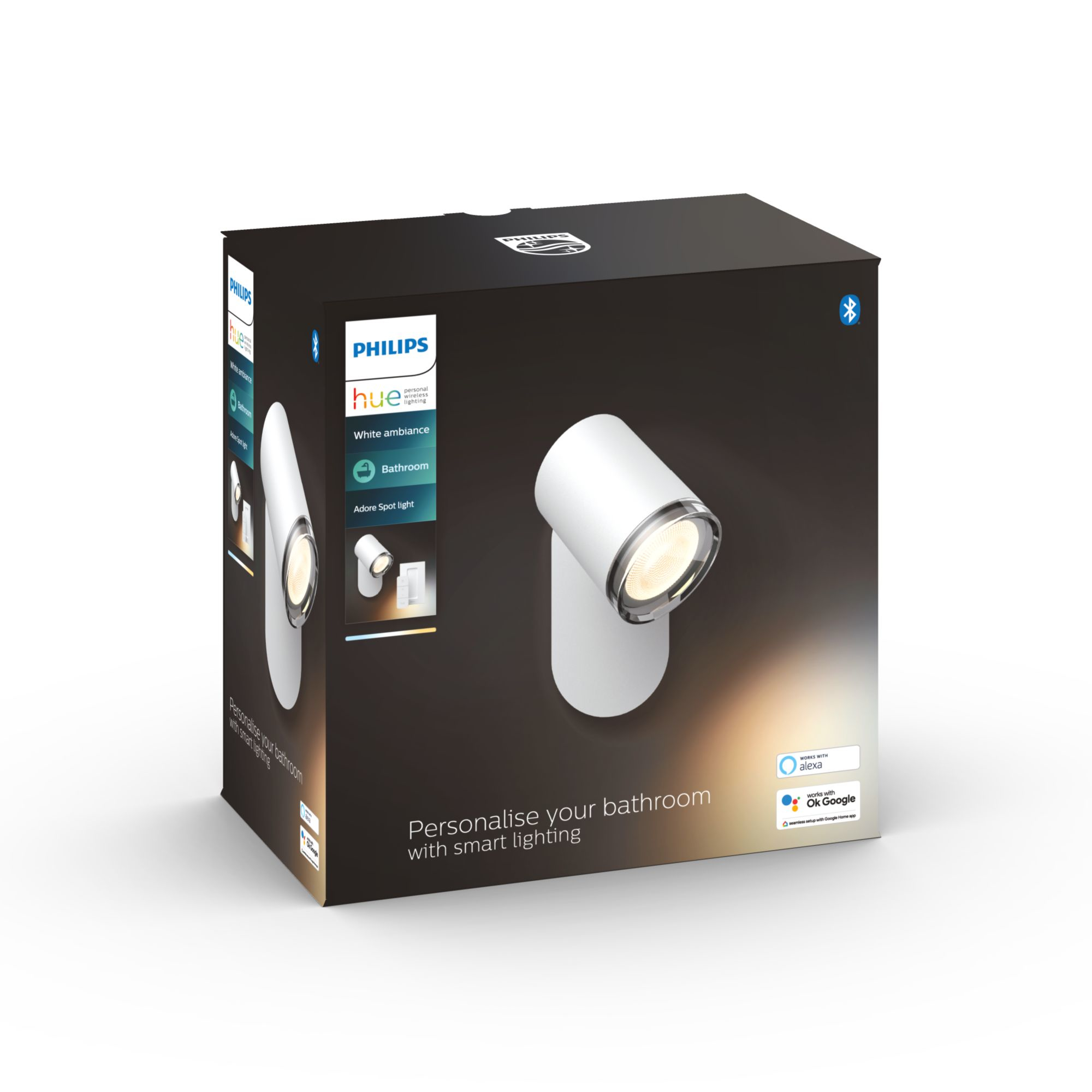 Philips Hue Luminaire Hue WA ADORE x1 5.5W SDB Blanc+tlc