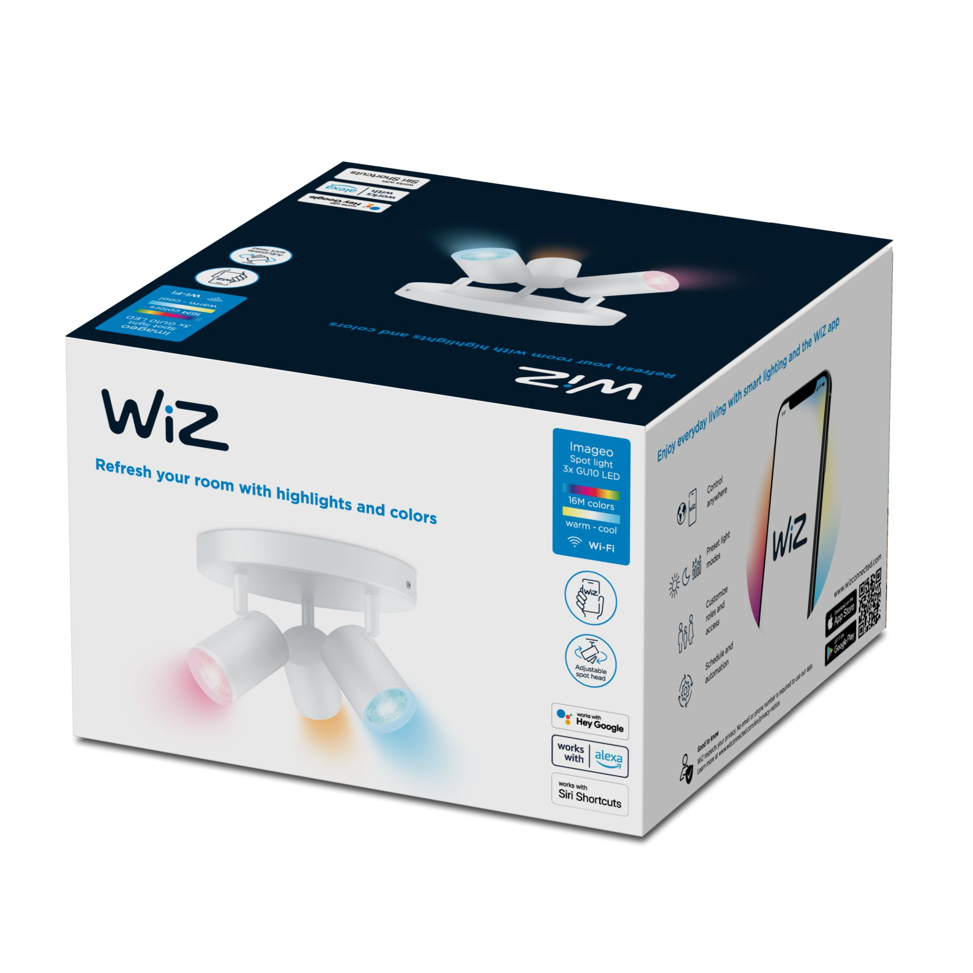 Wiz IMAGEO 3x spot orientable plaque ronde
