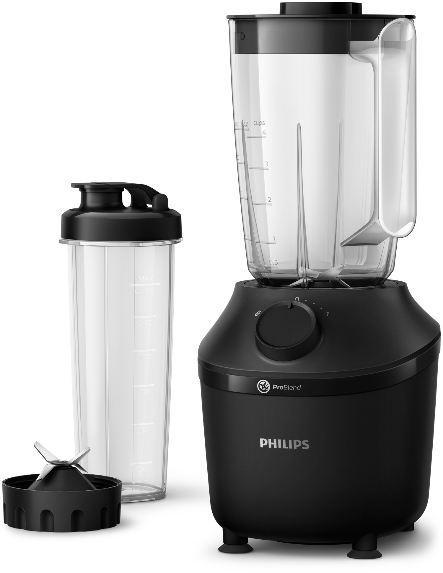 PHILIPS Blender 450W plastic jar black 1 speed+pulse tumbler