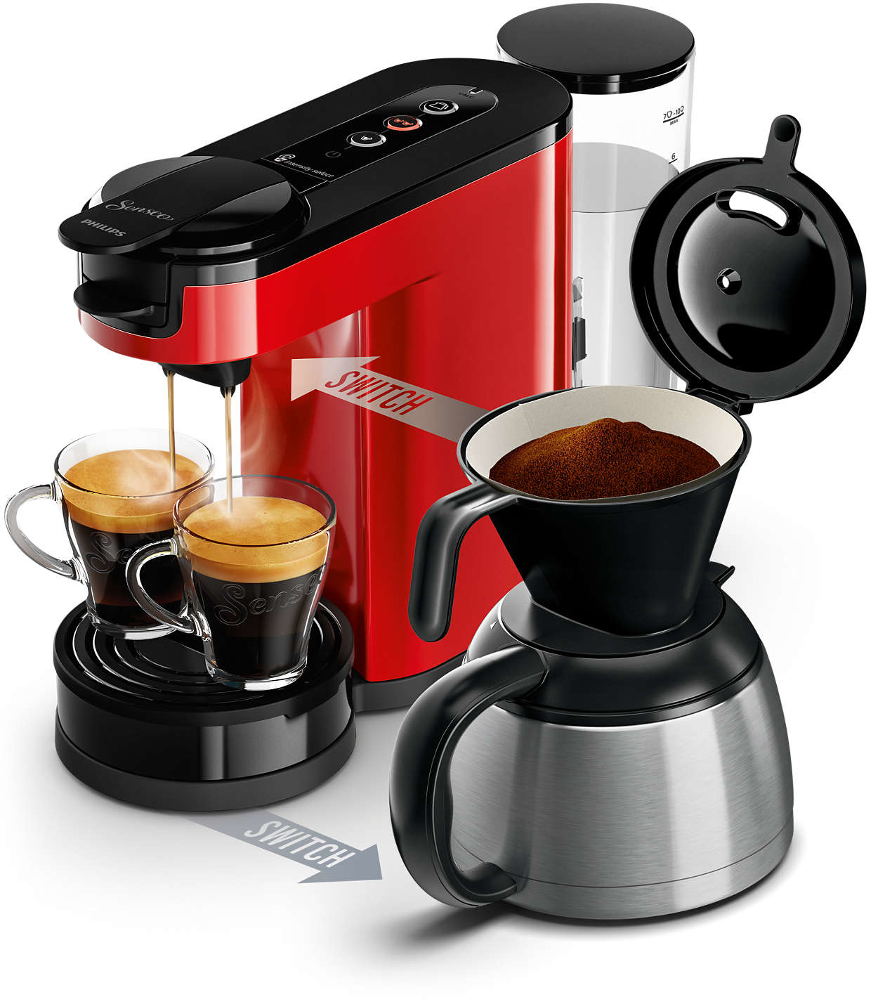 PHILIPS Coffee machine Senseo Switch Base Plus Red