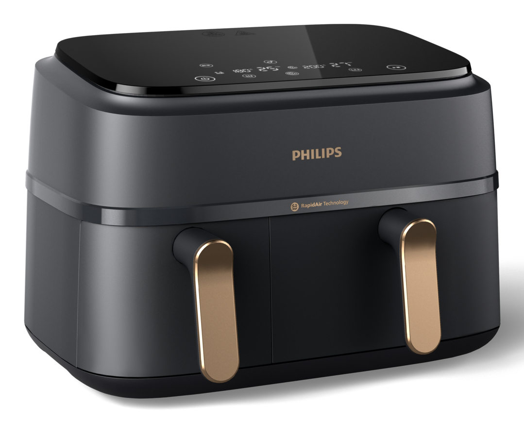 PHILIPS Airfryer 9L Non-Window Dual Basket RapidAir Digital black body/copper handle