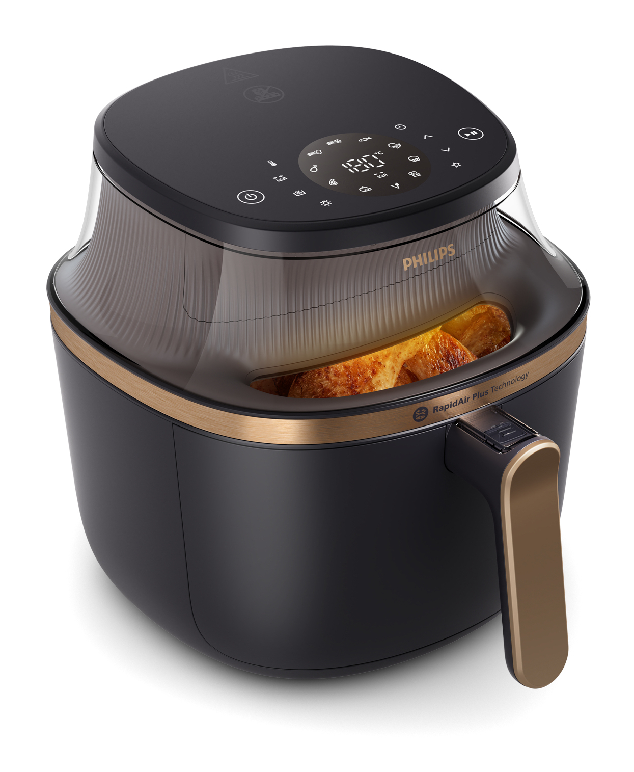 PHILIPS Airfryer 7.2L Window RapidAir Plus Digital Pan & Basket black body/copper handle
