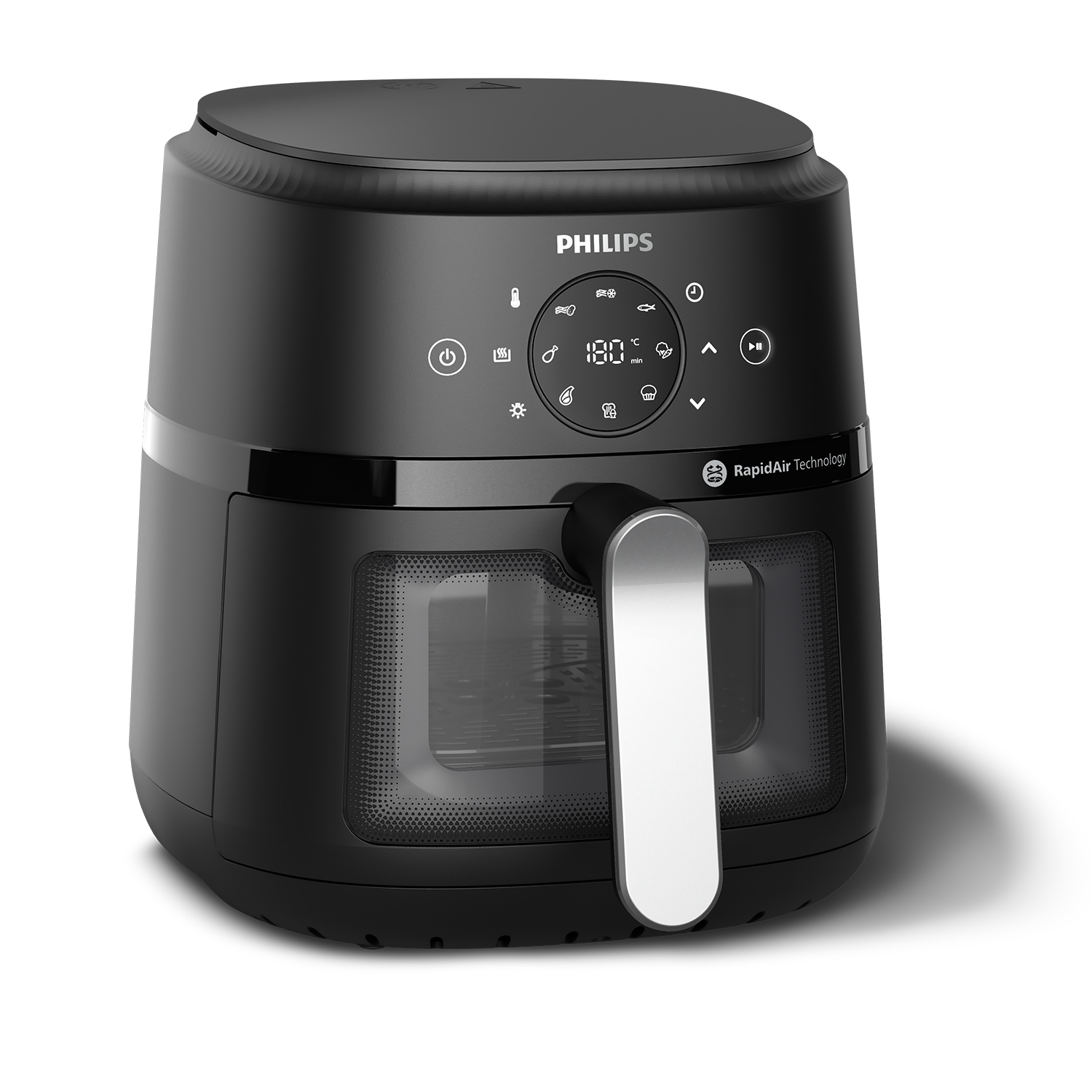 PHILIPS Airfryer 4.2L Window Single Pan RapidAir Digital black body/silver handle