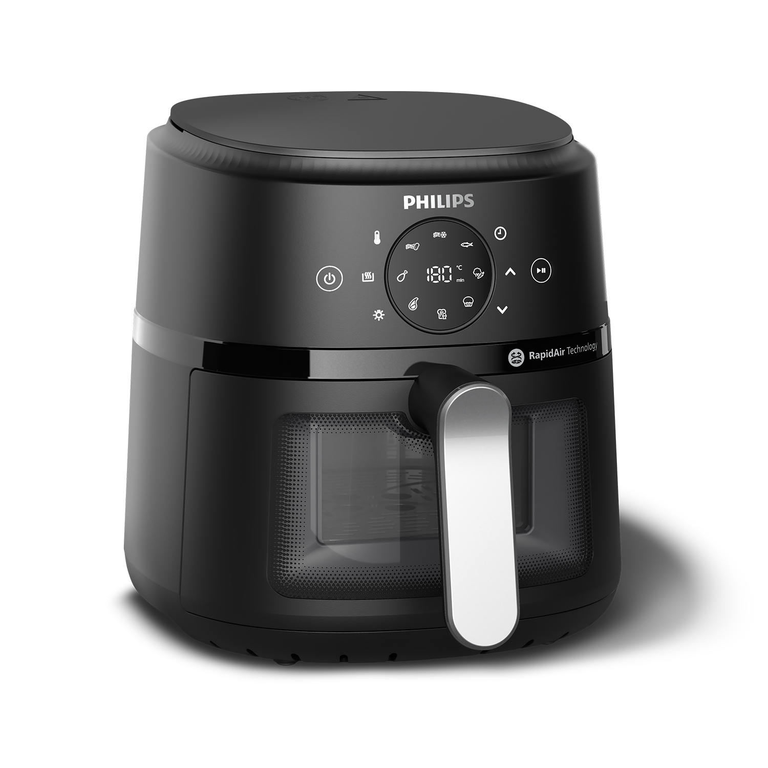 PHILIPS Airfryer NA211/00 friteuse sans huile avec fenêtre de cuisson Noir/Argent, Série 2000 3.2L