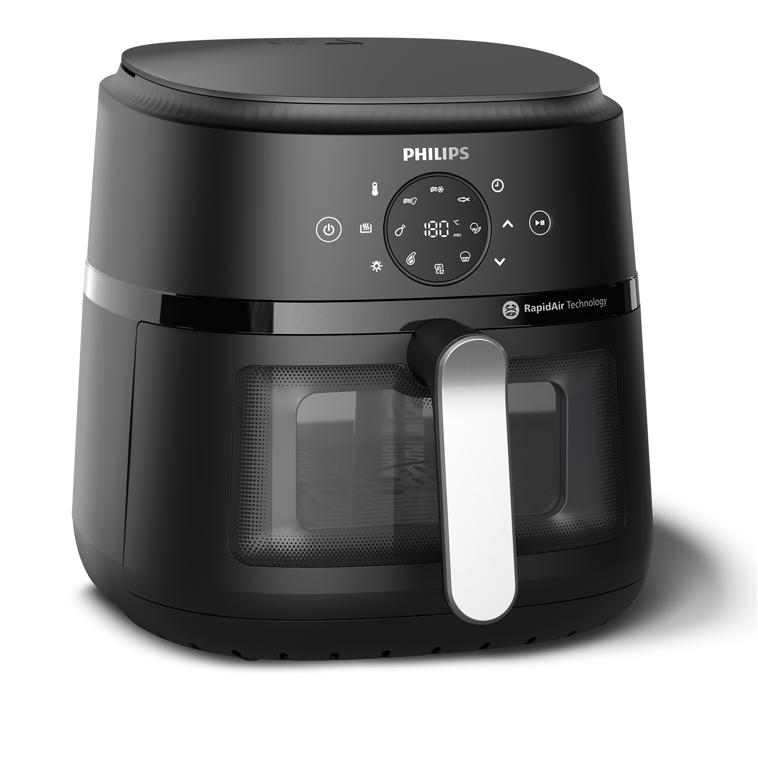 PHILIPS Airfryer 6.2L Window Single Pan RapidAir Digital black body/silver handle